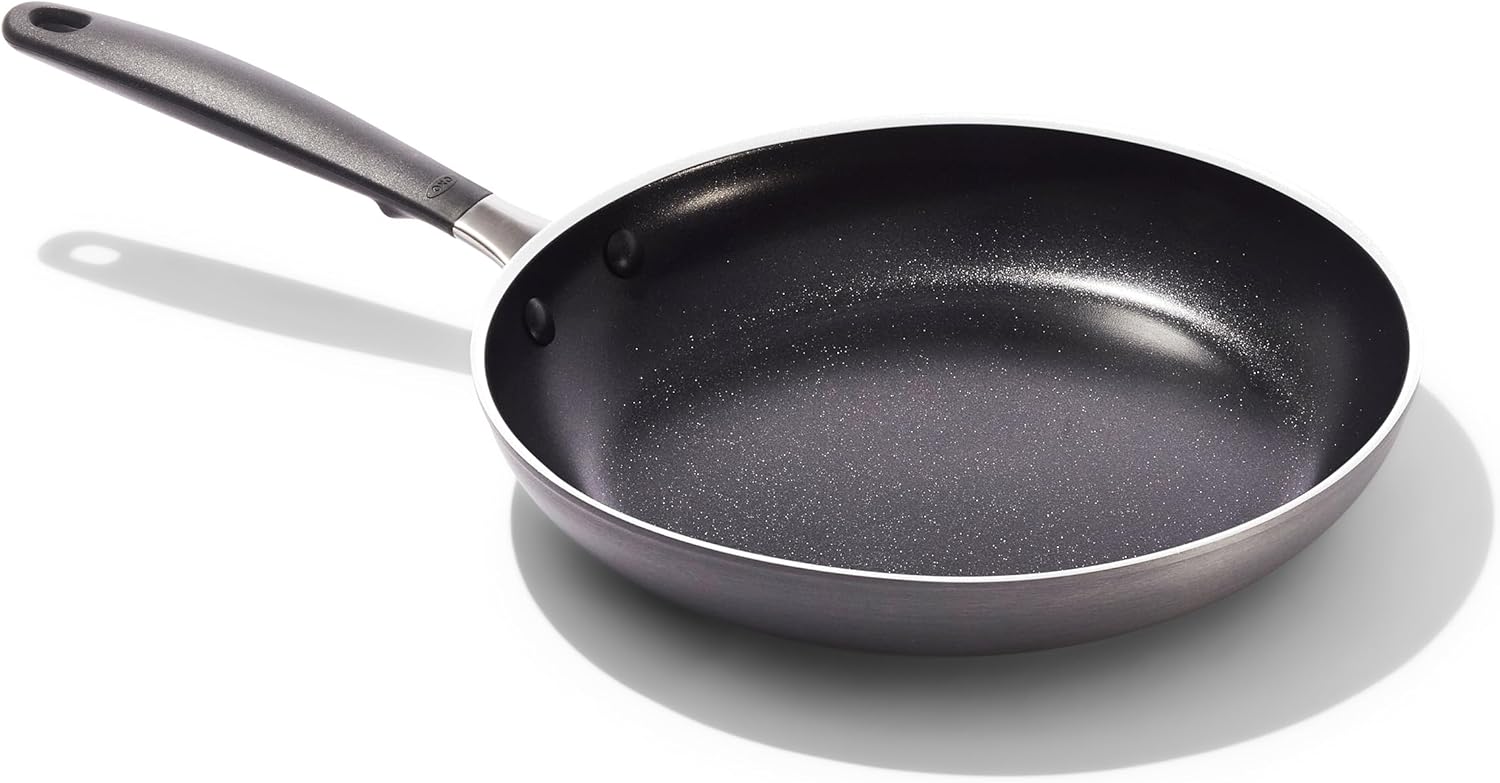 OXO 10” Non-Stick Every Day Frying Pan, BPA-Free Comfort Grip Silicone Handle, Dishwasher & Oven Safe, PFAS-Free Ceramic Skillet, Black
