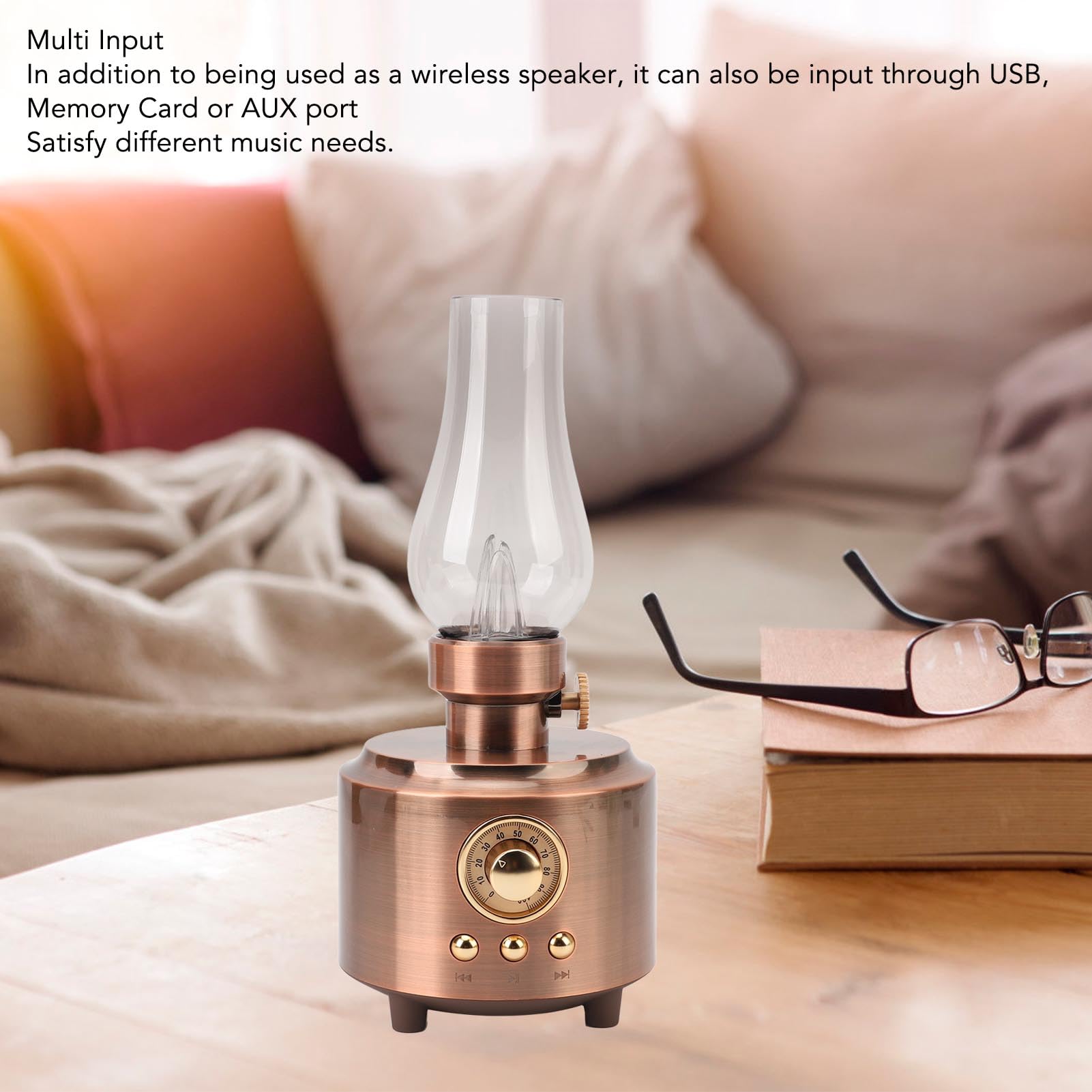 Lampada Retro Bluetooth, Altoparlante Wireless 5W, per Tavolo | Luce notturna vintage con USB, scheda TF, ingresso AUX, per camera da letto, soggiorno, ufficio