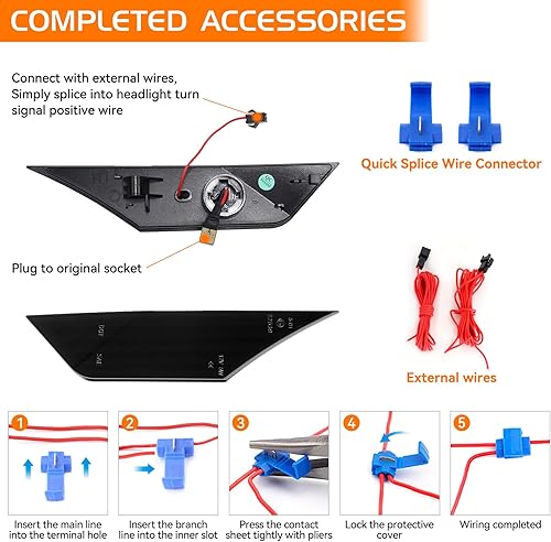 Miniatura 5 de Luces LED secuenciales de marcador lateral para Honda Civic 10ª 10 Gen Civic 2016 2017 2018 2019 2020 2021, lente ahumada Switchback dinámica ámbar