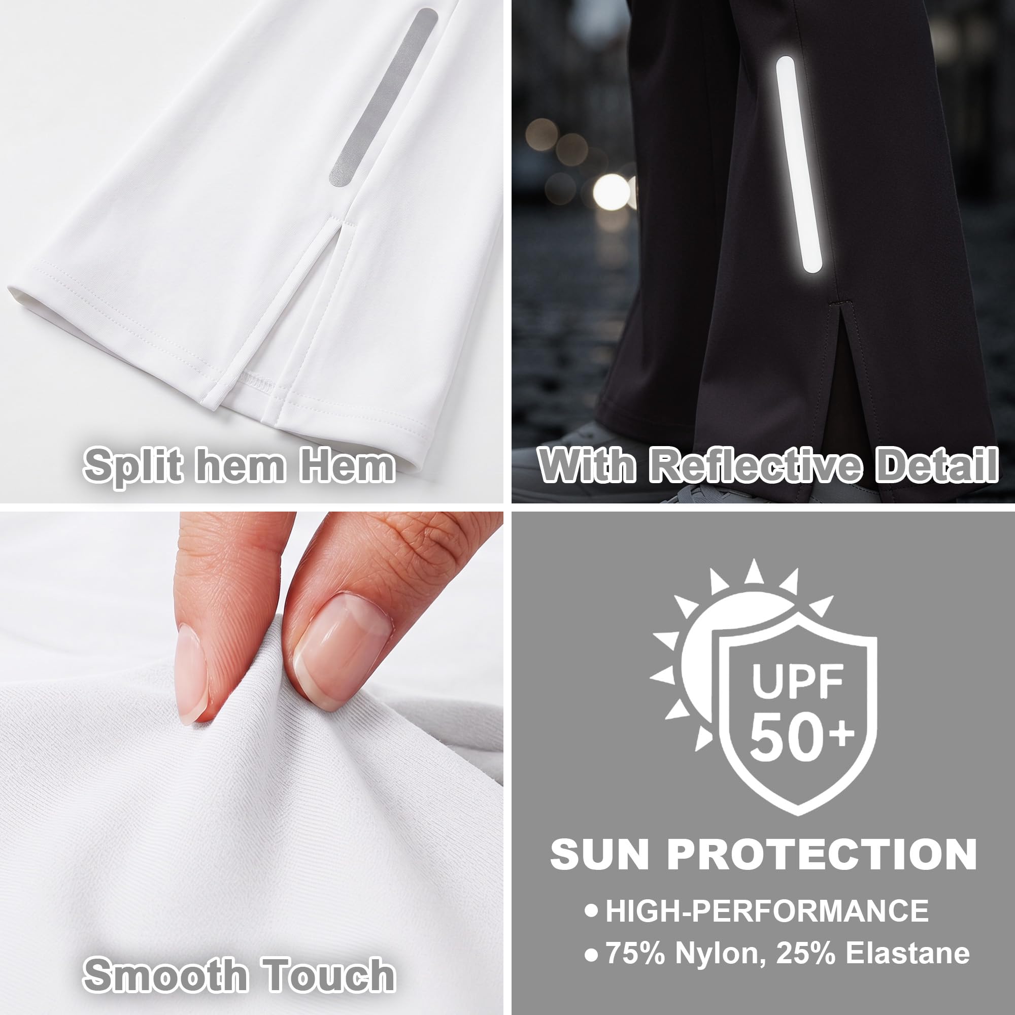 Mädchen Flared Leggings mit Taschen UPF 50 Sonnenschutz Schlagleggings mit Reflektierende Streifen Hohe Taille Atmungsaktiv Sporthose Gymnastikhose für Tanz,Laufen,Schule 7-15 Jahre