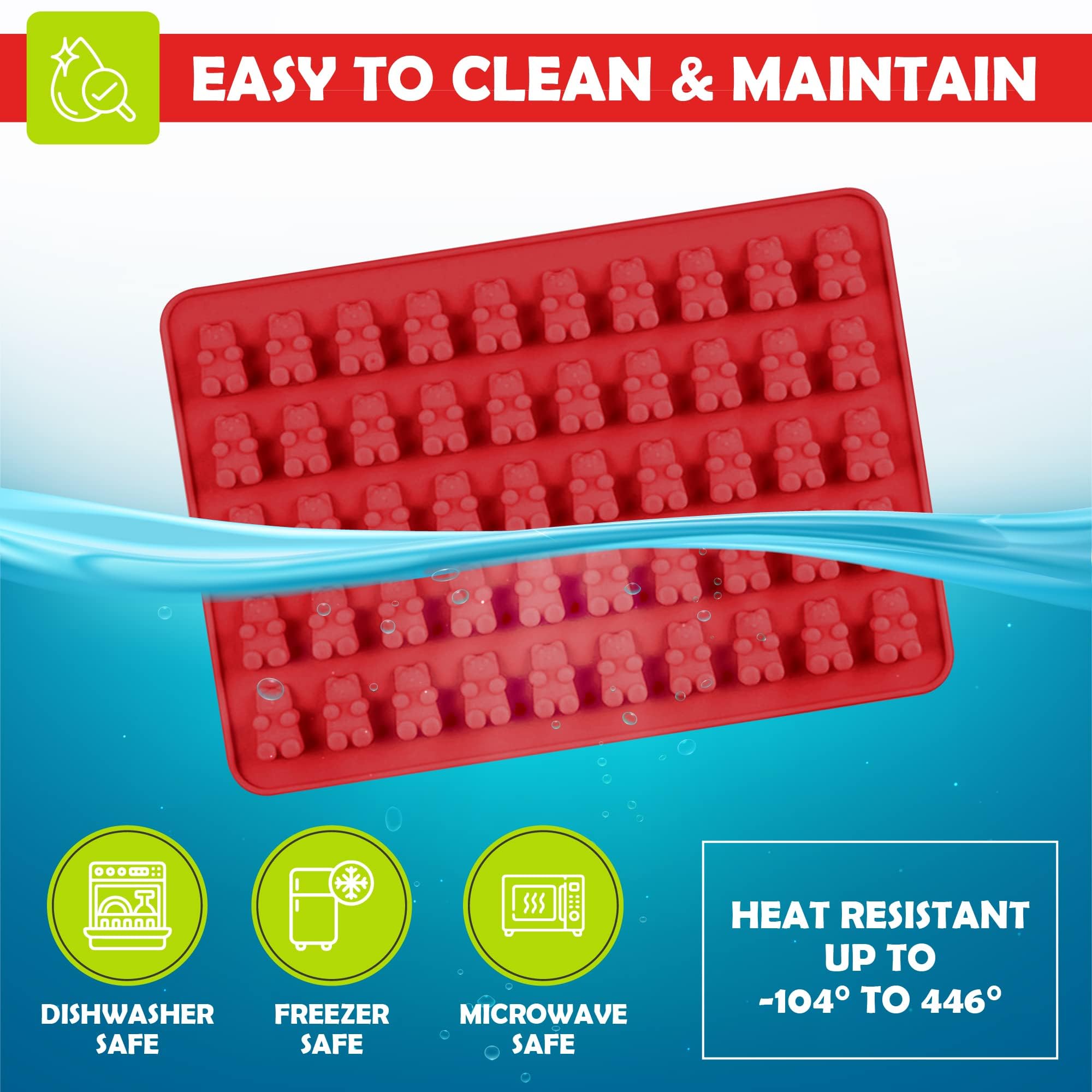 Moldes de silicona para caramelos, juego de 4 bandejas de oso de goma con cuentagotas, divertidos osos de goma con moldes de silicona antiadherentes, moldes de silicona perfectos para
