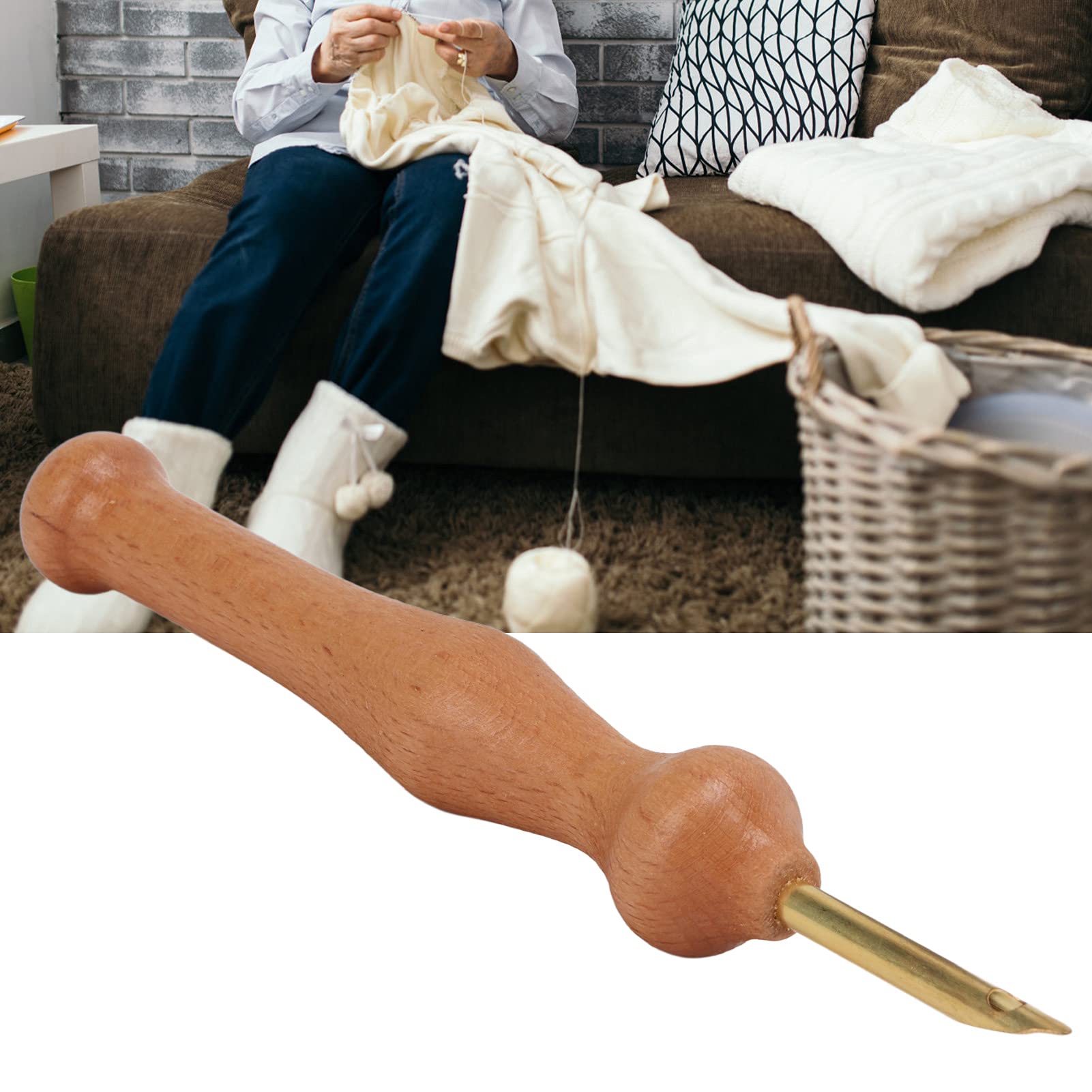 NDNCZDHC Punch Needle Log, Stainless Steel Punch Needle Yarn with Two Tetragonum Cloth Punch Needle Kits Adults Beginner