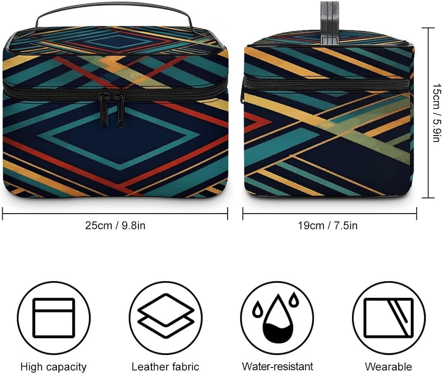 Abstract Geometric Striped Travel Makeup Bag Cosmetic Bag Toiletry Bags image 2