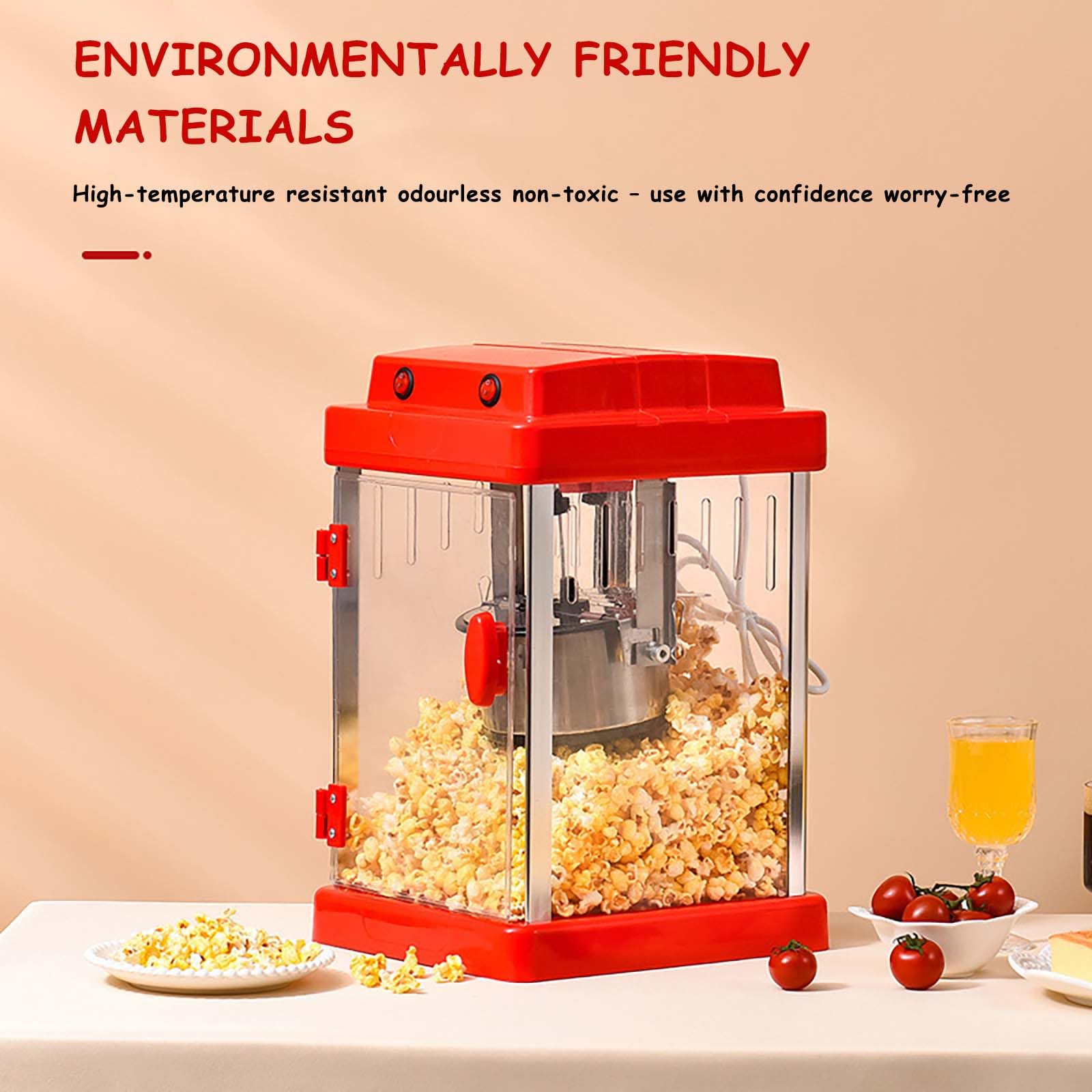 Máquina de palomitas, base antiadherente, funcionamiento silencioso y rápido, apta para azúcar/aceite/mantequilla, perfectamente adecuada para cine en casa, noches de películas y reuniones sociales.