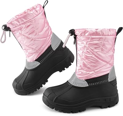 STELLE Girls Snow Boots with Zipper Kids Boys Winter Outdoor Boots