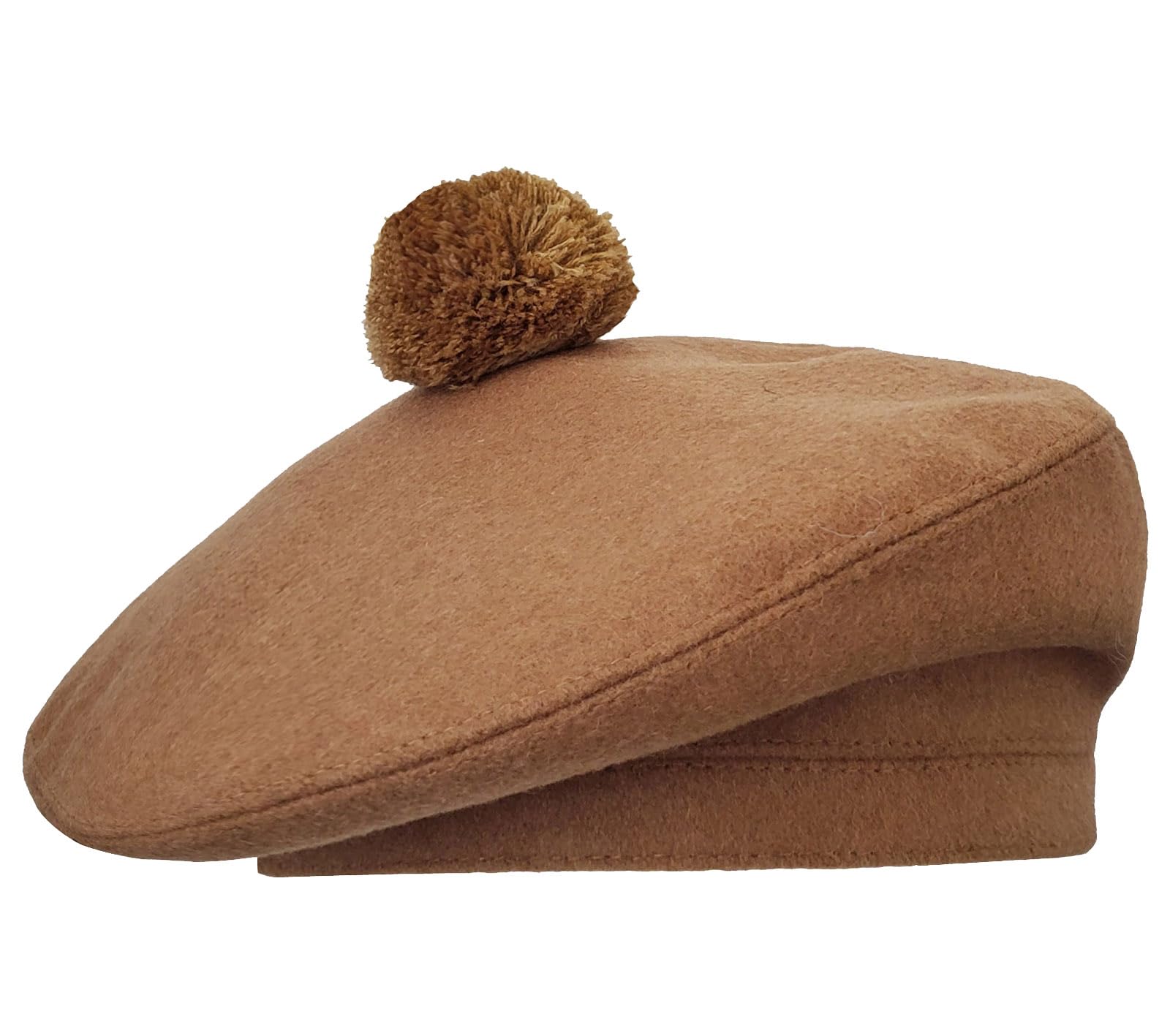 Stitchify Men's Camel Tam O Shanter Hat Bonnet Beret Balmoral Scottish Army Cap - Size 58