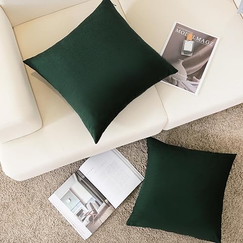 Miniatura 8 de JIAHANNHA Juego de 2 fundas de almohada de terciopelo azul gris de 24 x 24 pulgadas, fundas de cojín cuadradas con diseño de rayas suaves y