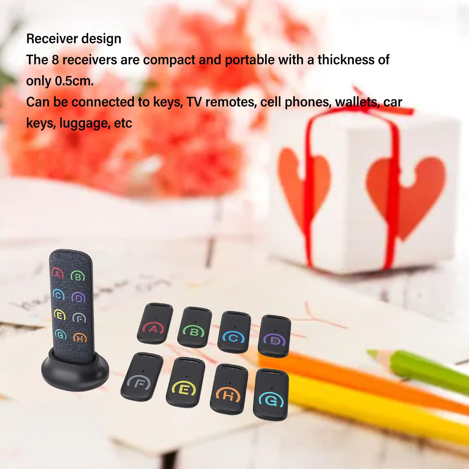 Localizzatore chiavi RF senza fili, Localizzatore oggetti smarriti con 1 trasmettitore, 8 ricevitori, suono 80 dB forte per telecomandi, cellulari, portafogli