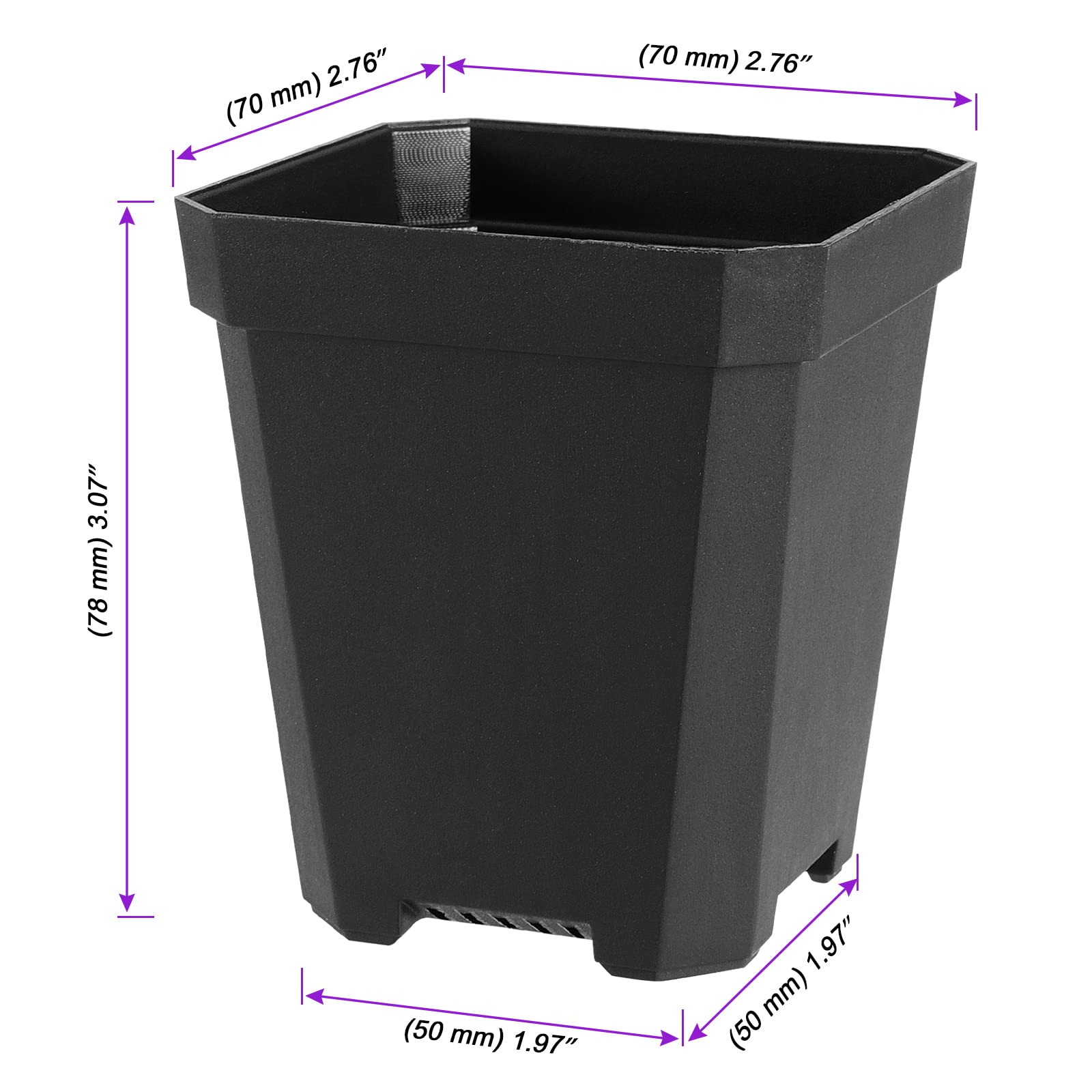 JOIKIT Lot de 120 pots de fleurs carrés en plastique avec trou de drainage, pour intérieur, extérieur, jardin, bureau, balcon - Noir - 7,6 cm