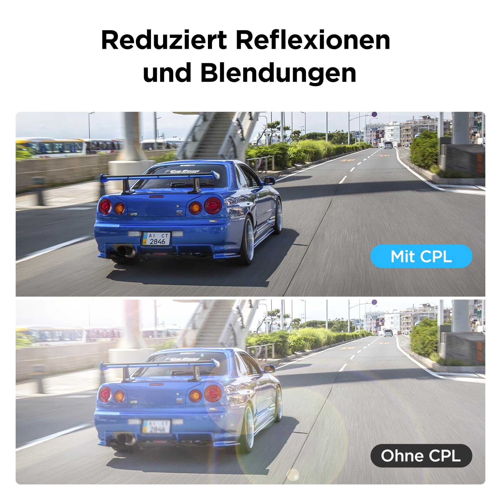 VIOFO CPL Filtre polariseur circulaire en verre pour A139 / A139 Pro / T130 /A229 Duo Solo Dash Camera Avant