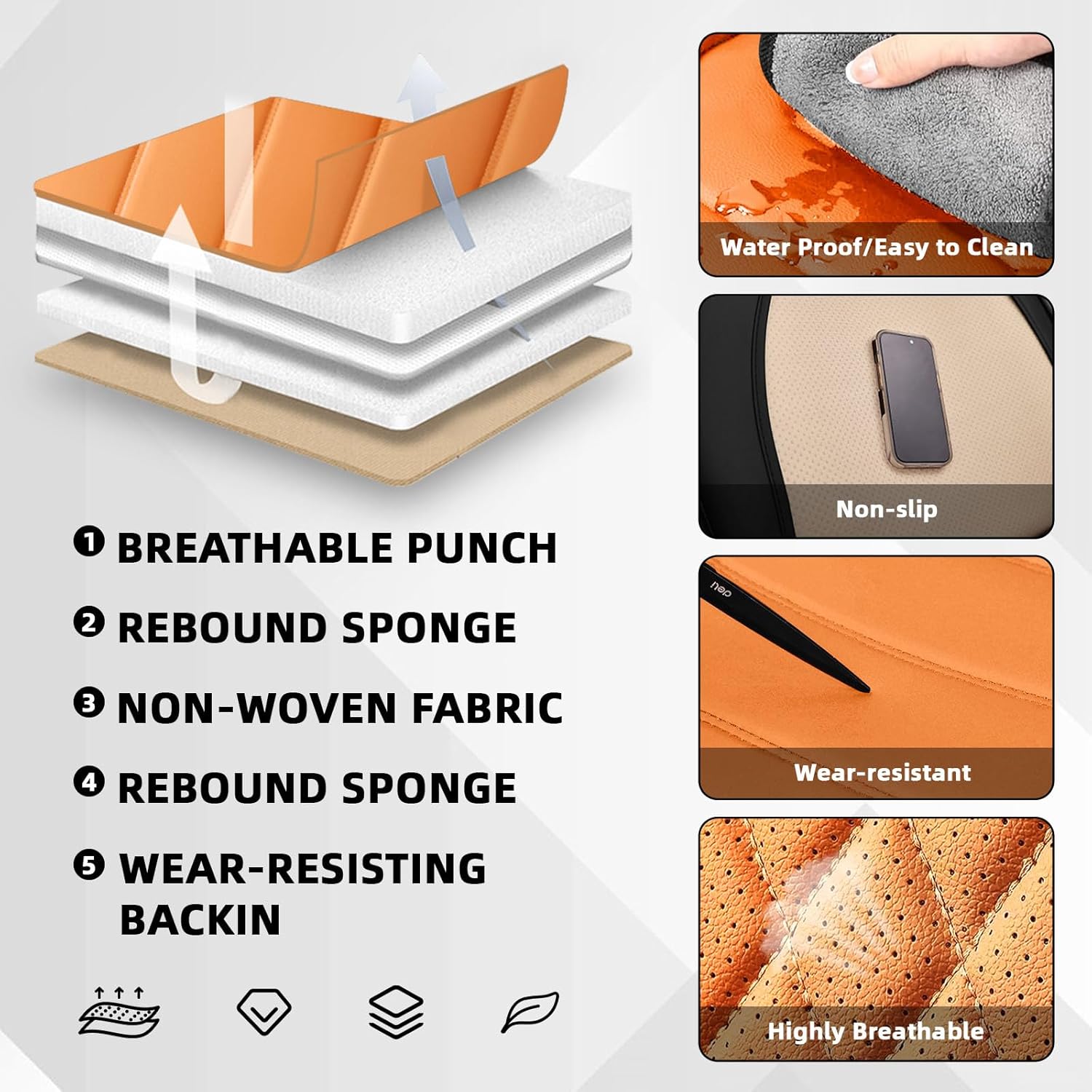 Car Seat Cover Fit for Nissan Pathfinder 2000-2025,Compatible Airbag Non-Slip Waterproof Seat Cover,Car Seat Protector Premium Interior (Standard 2 Seats,Black Orange)