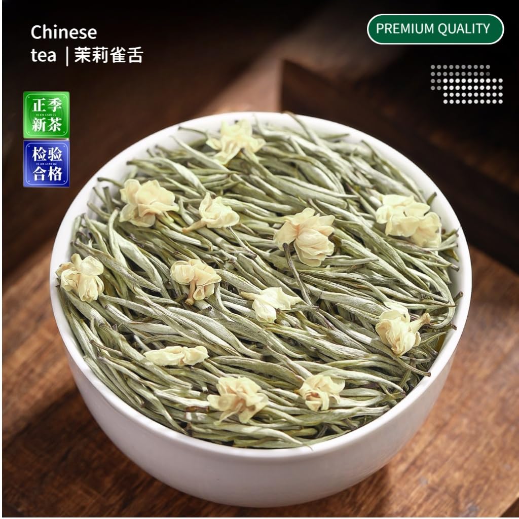 Tè Al Gelsomino Queshe | Tè Verde Pre-Qingming | Senza Additivi | Ricco Aroma Tè Cinese Puro in Foglie Sfuse 125g / 4,40oz