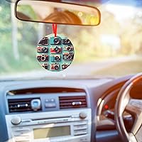 Vista 5 de Retro Cool Camera Collection Print Traditional Check Holiday Ornaments,Round Festive Decor,Hanging Pendant for Christmas Tree