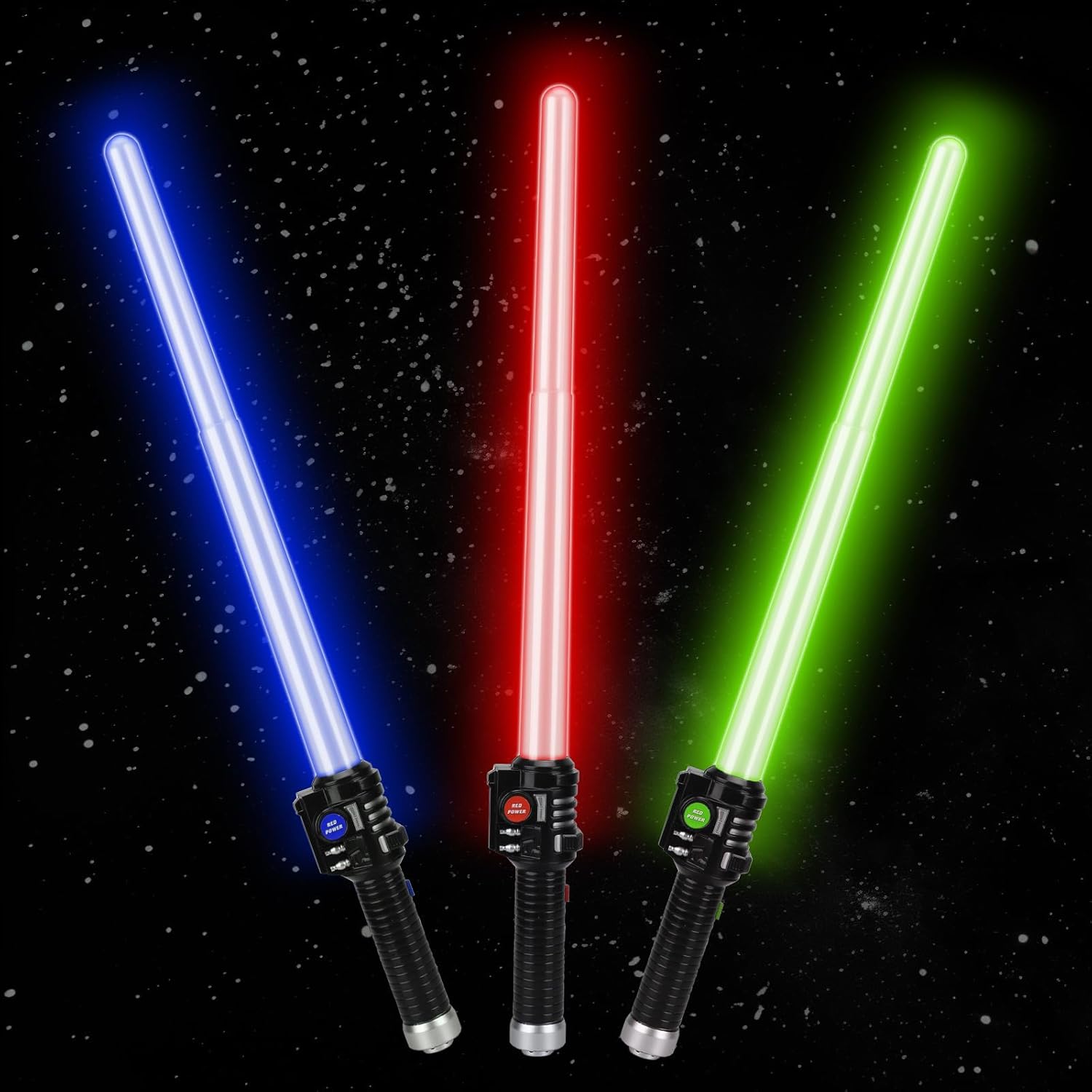 TOY Life Light Up Saber - 3 Pack Lightup Sabers, Extendable & Collapsable Light up Saber Sword, Saber Toy Set with Motion Sensitive FX Sound, Light Up Sword Toy for Kids Adults Cosplay