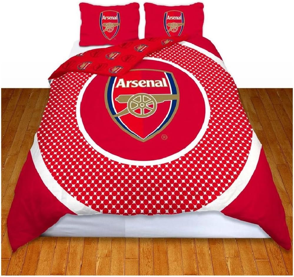 OFFICIAL Arsenal FC Bullseye Double Reversible Duvet Cover and Pillowcase Set (ARSNLDD1)
