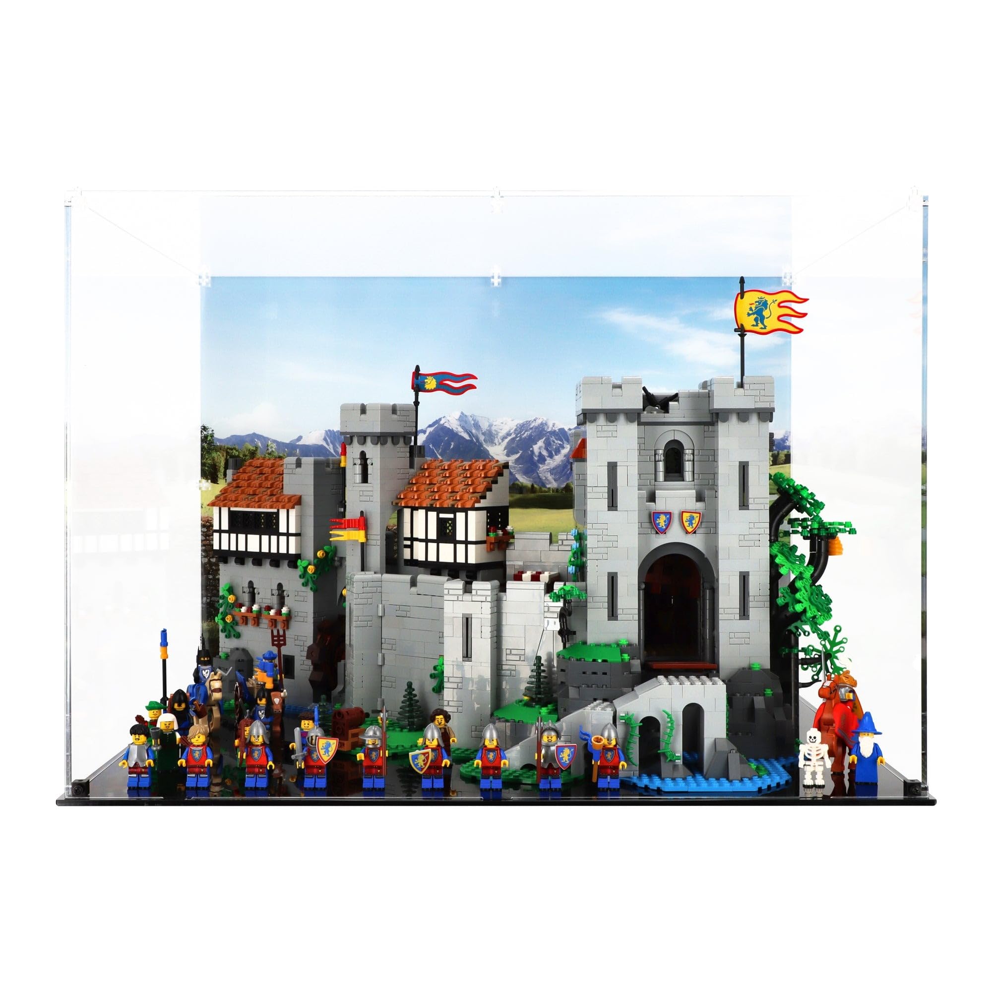 Display Case compatible with Lego 10305 Lion Knights' Castle - (Printed back panel)