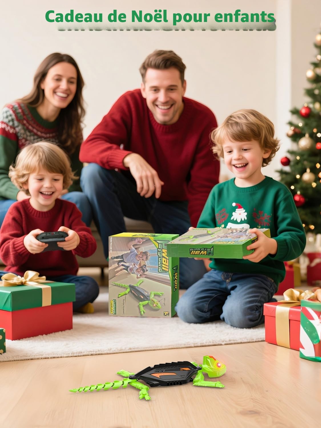 Kssvzz Gecko Radiocommandé Lézard Robot Télécommandé avec Yeux LED Lumineux Cadeau Enfants 3-9+ Ans