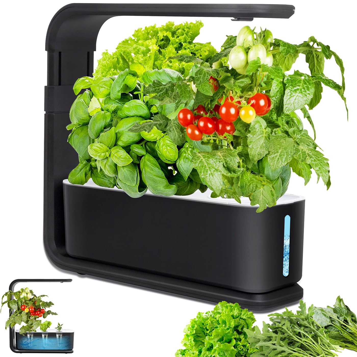 ZHJOPP Hydroponics Growing, Indoor Herb Garden With 3 Kinds Of Led Grow Light,Adjustable Light Stand,Smart Garden Hydroponic Indoor (Black)