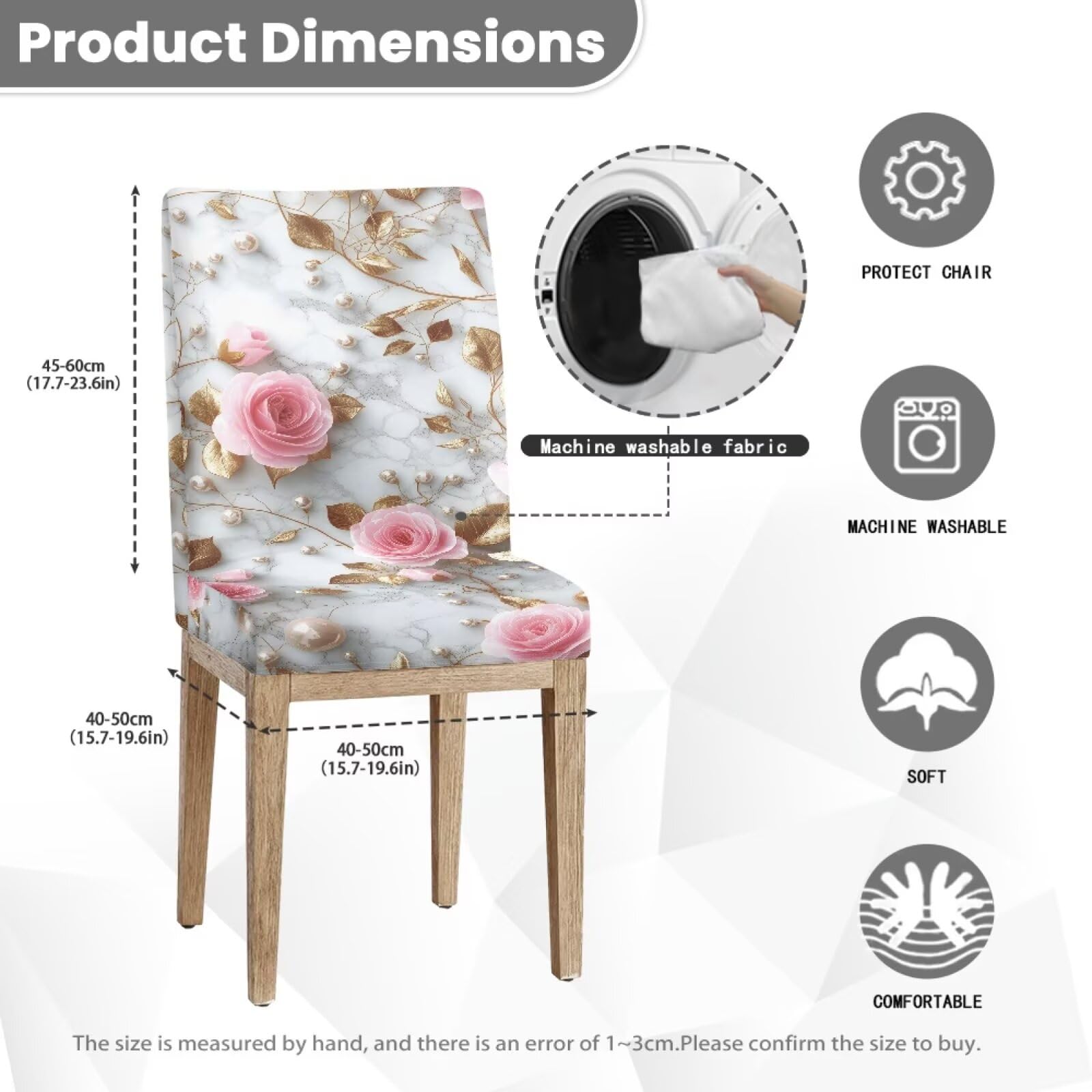 Set di 4 coprisedie elasticizzati con stampa marmorizzata rosa per cucina, sala da pranzo, sedie da pranzo, rimovibili, lavabili, per casa, hotel, banchetti