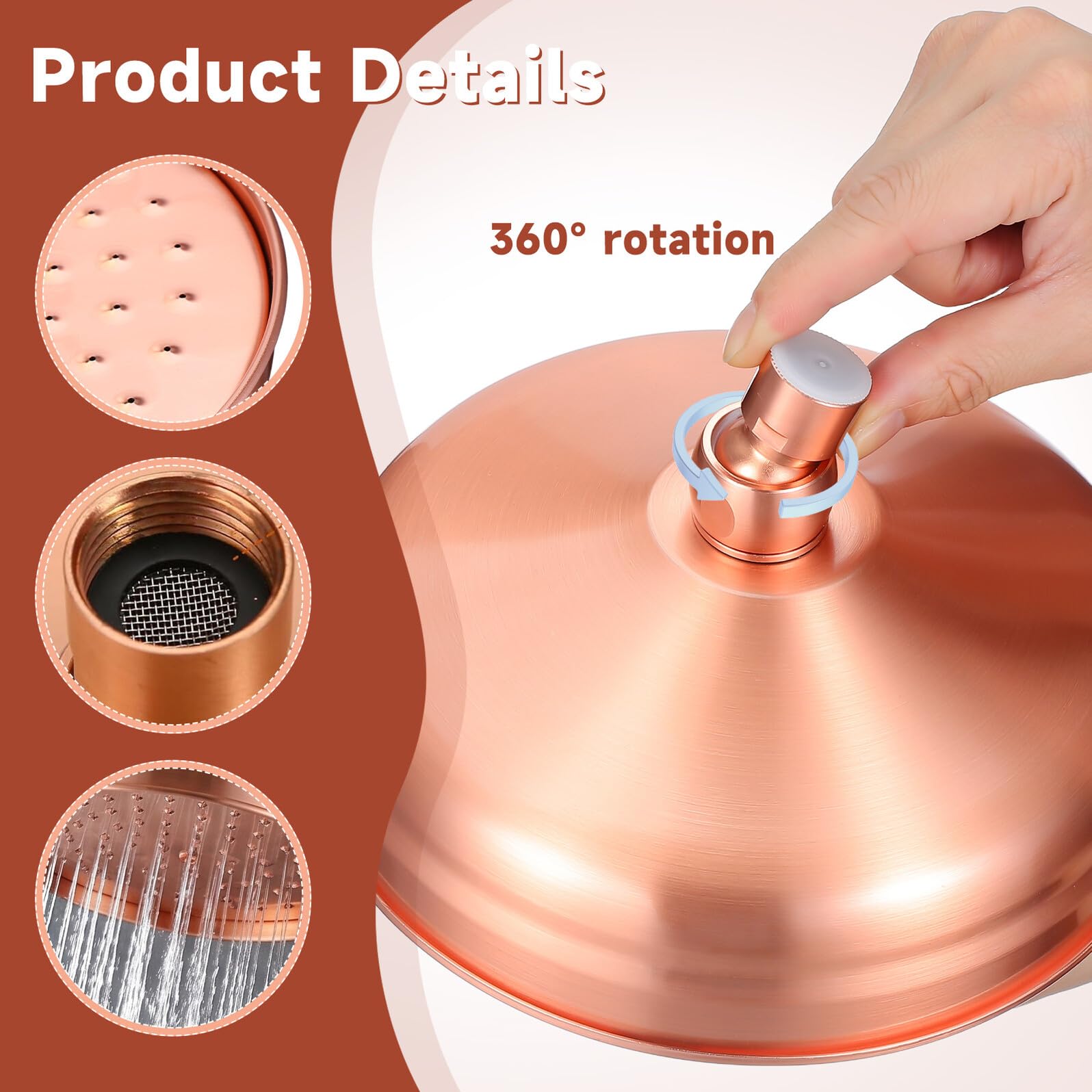 iplusmile Rociador de Ducha de Cobre Antiguo 7.87 Pulgadas Boquilla de Baño, Accesorio de Fácil Instalación Adecuado para Baños Vintage y Modernos
