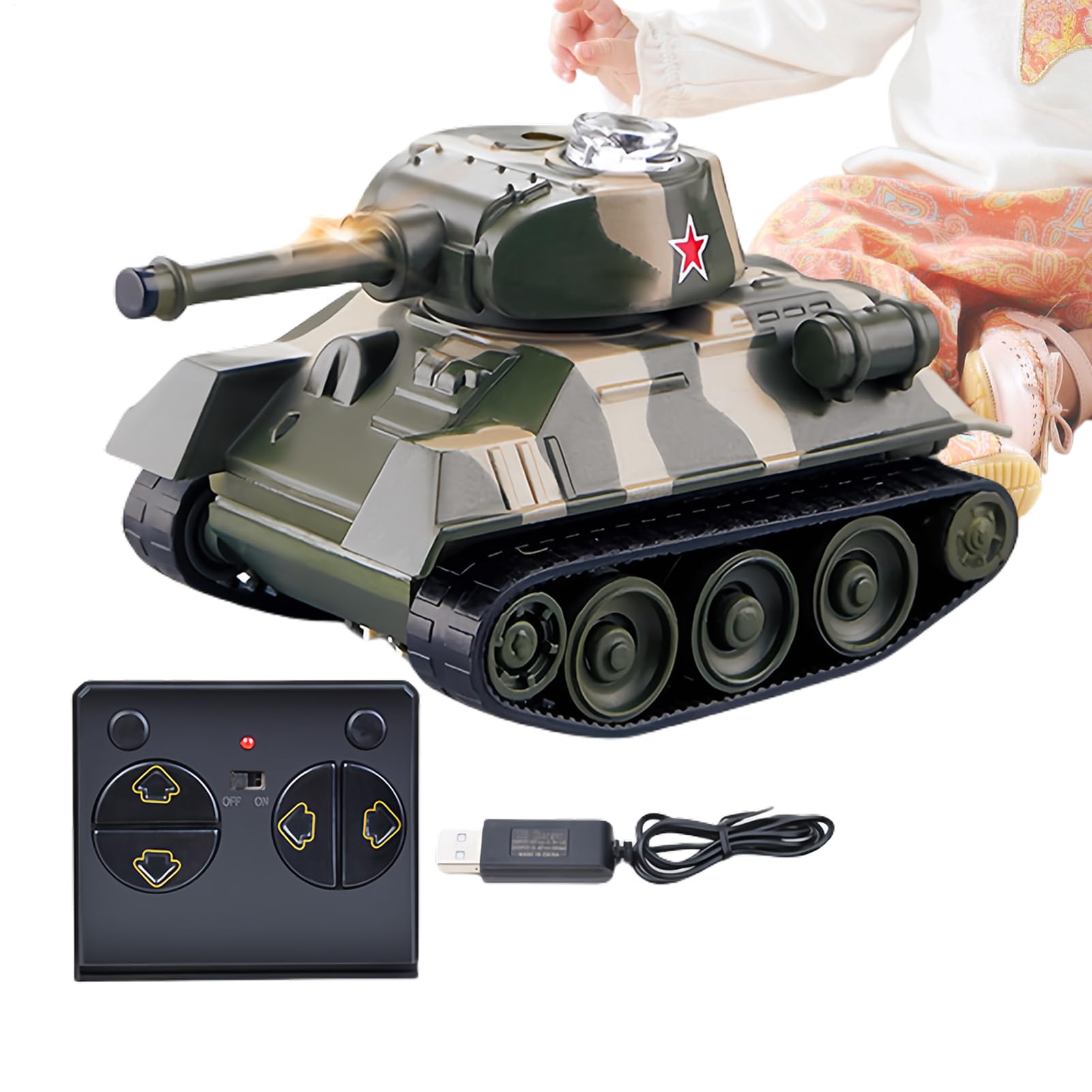 Générique Mini RC Tank - Véhicule Militaire télécommandé sans Fil | Tour rotative à 360 °, Jouet modèle Militaire simulé avec Son et lumières, Panzer Tactique à Petite échelle pour et Amateurs