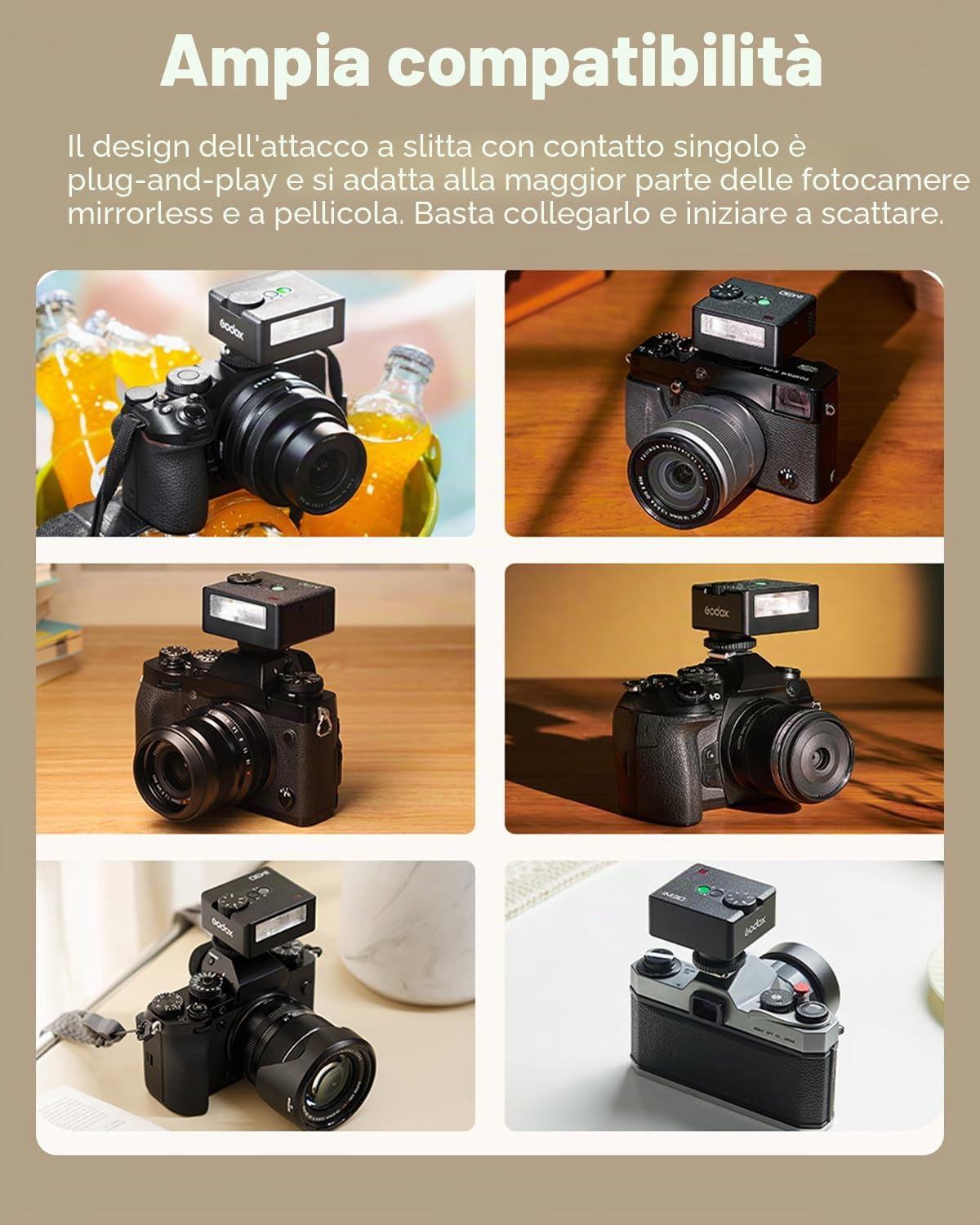 Godox iM30 Flash Tascabile per Fotocamera, Controllo Ottico S1/S2, Temperatura Colore 6500 K ± 200 K, 7 Livelli di Potenza (1/64~1/1), Numero Guida 15 (ISO 100, Metro)