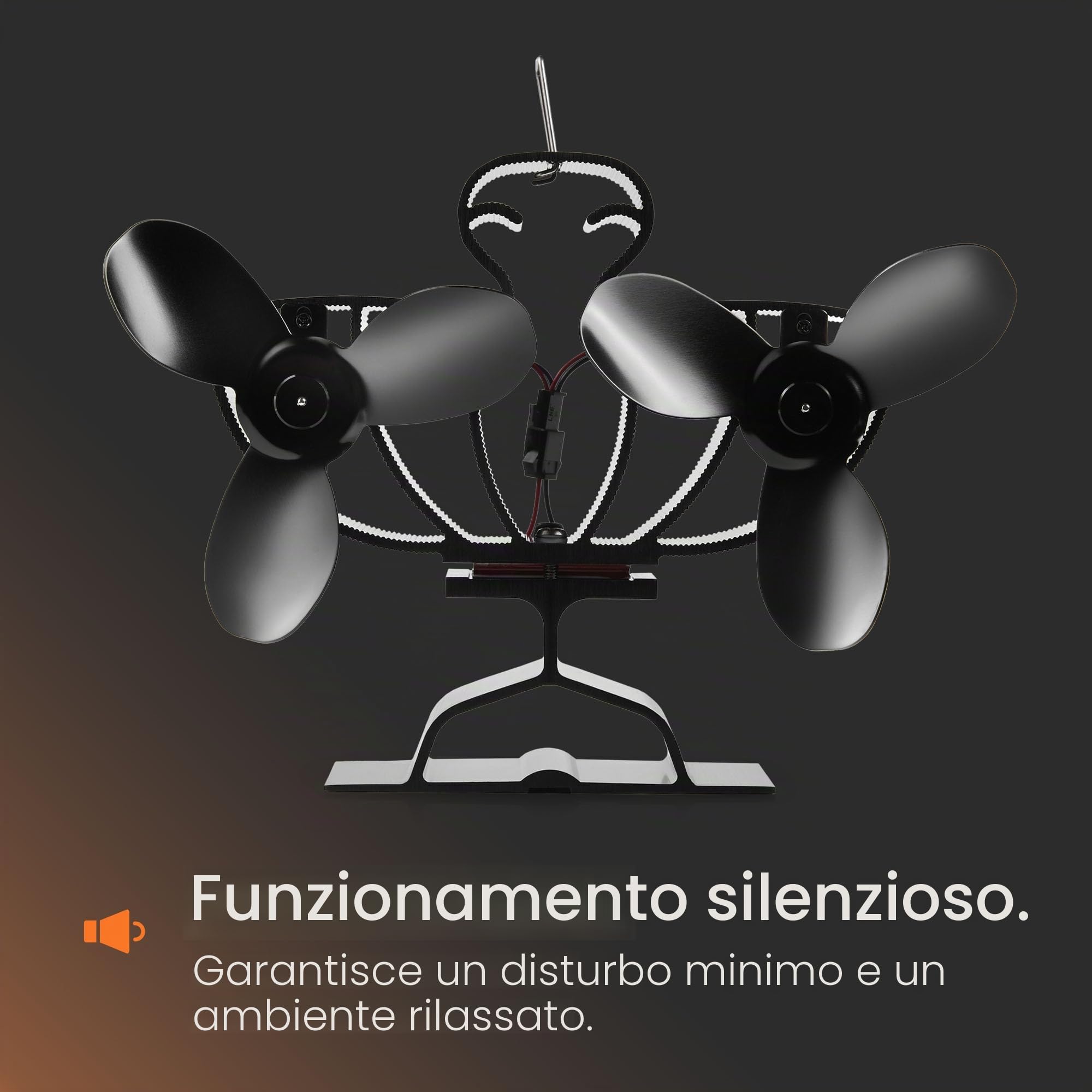 VonHaus Ventilatore per stufa – Ventilatore doppio per camino alimentato dal calore per stufe a legna/tronchi, caminetti e stufe – Funzionamento silenzioso, ventilatore per stufa ecologico senza