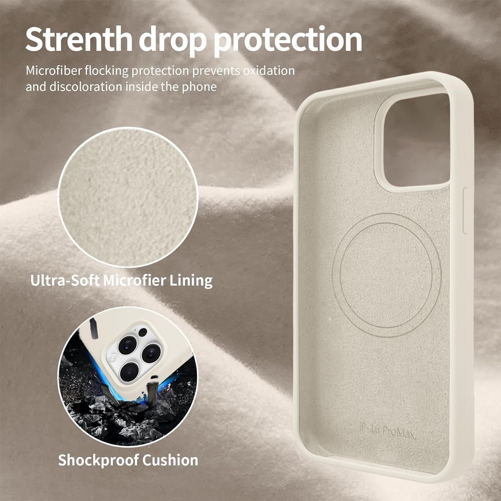 Pnakqil Magnetica Cover per iPhone 15 Pro Max Compatibile con MagSafe Custodia con 2 Pezzi Privacy Pellicola Protettiva, Morbido Liquido Silicone Antiurto Bumper Case per iPhone 15 Pro Max, Bianco