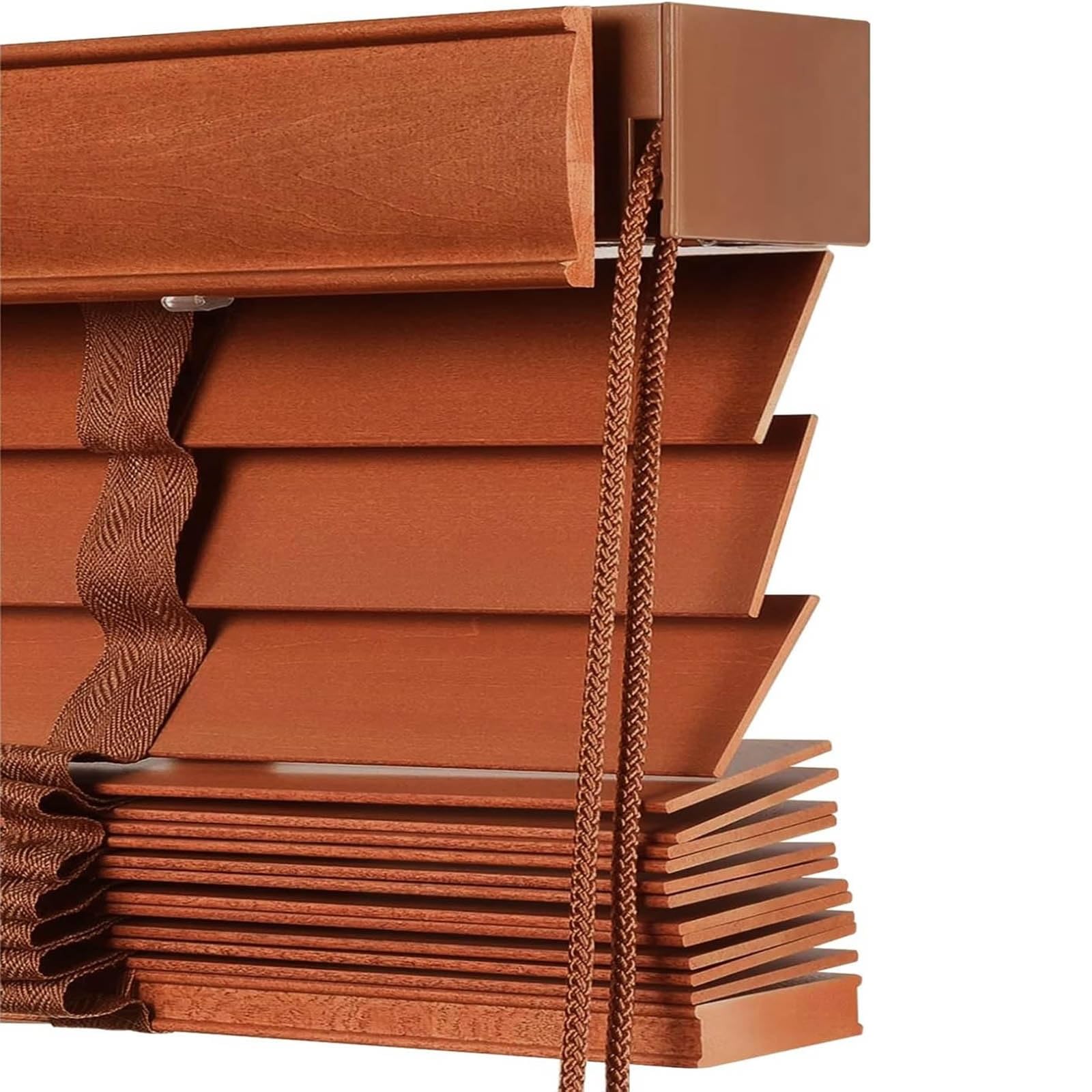 Holzjalousien Fenster Innen Holzjalousie 5cm Lamellen Horizontal Jalousette für Fenster Sonnenschutz/Sichtschutz Venezianische Jalousie W 30/60/80/100/110/120/160cm(Red Brown)