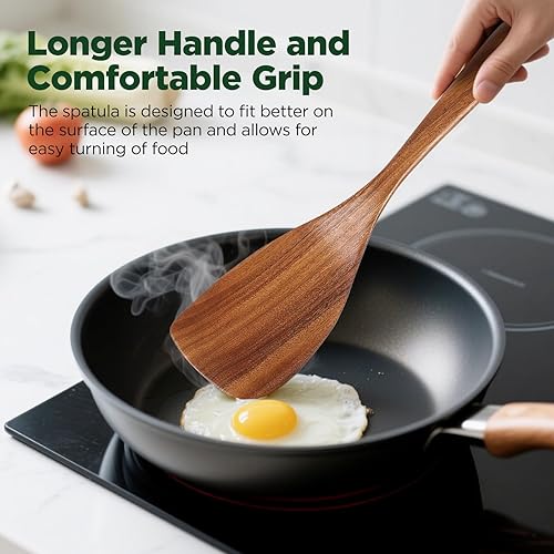 Miniatura 4 de Espátula de madera para cocinar, espátulas de madera para uso en la cocina,Juego de espátulas de madera para cocinar, juego de utensilios de cocina