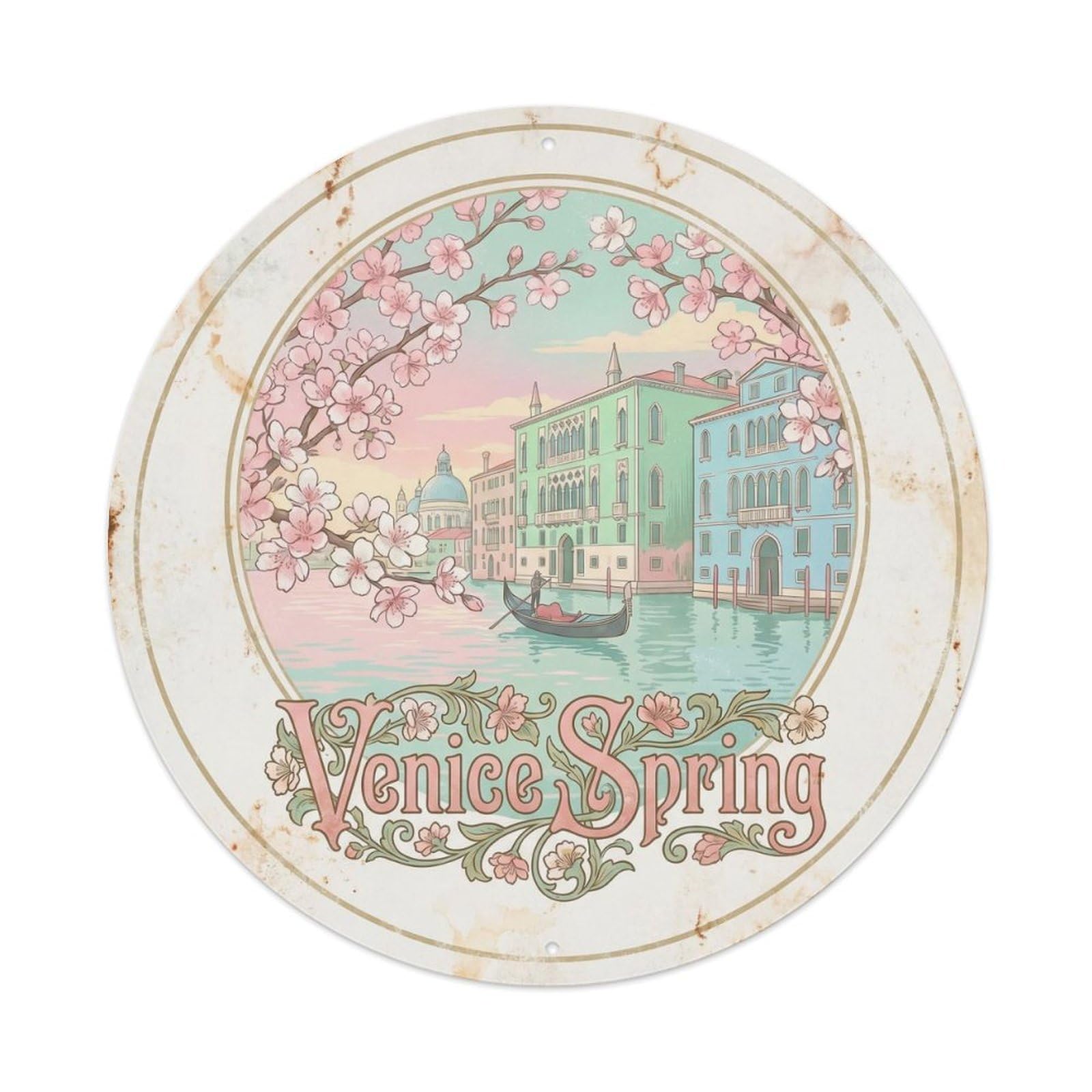 Vintage Travel Venice Waterway Holiday Metal Tin Sign Plaque