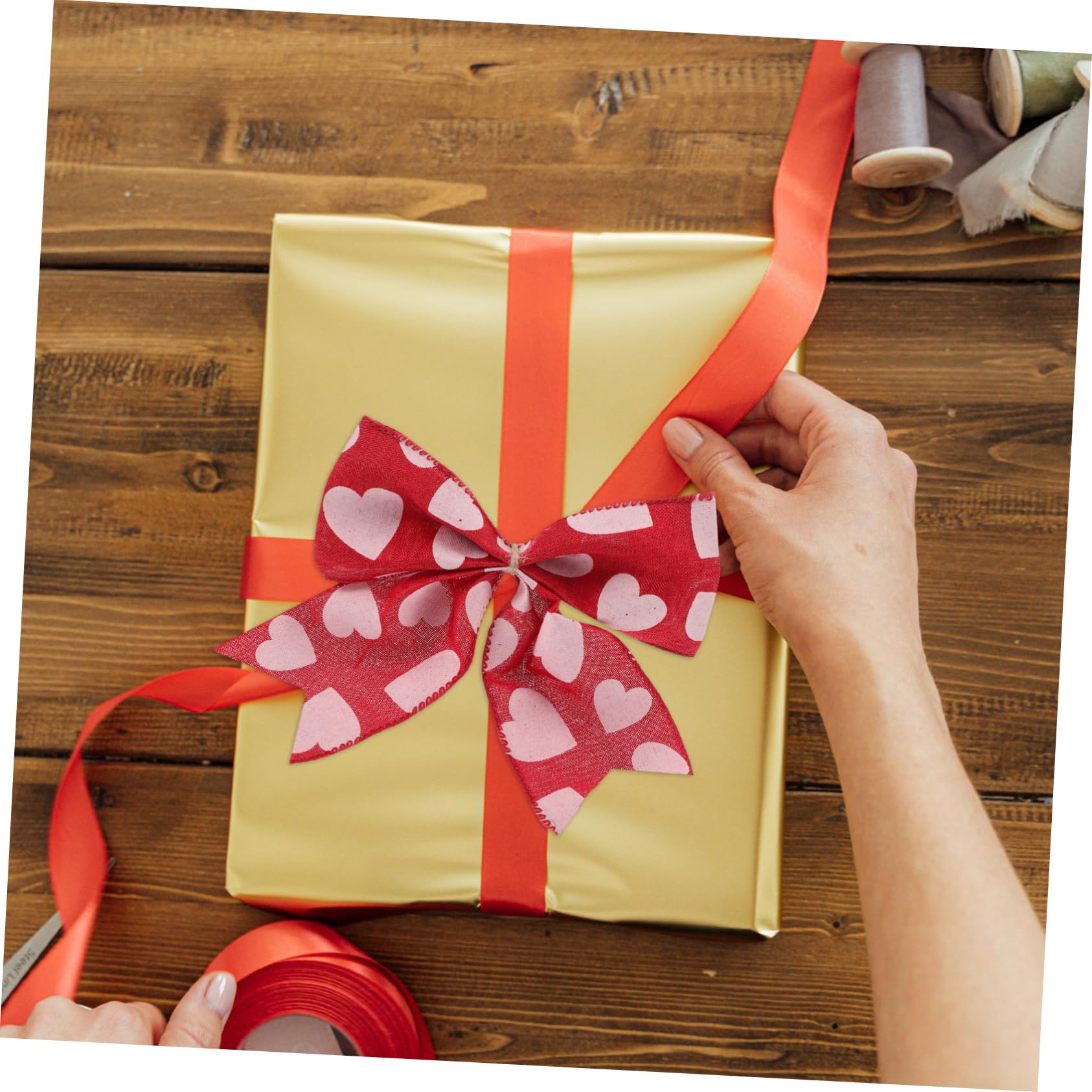 VALICLUD 2pièces Nœuds Décoratifs Romantiques à Motif Cœur pour Saint-Valentin Les Mariages et Emballage Cadeau Jolis Nœuds Imprimés Amour pour Décoration Festive