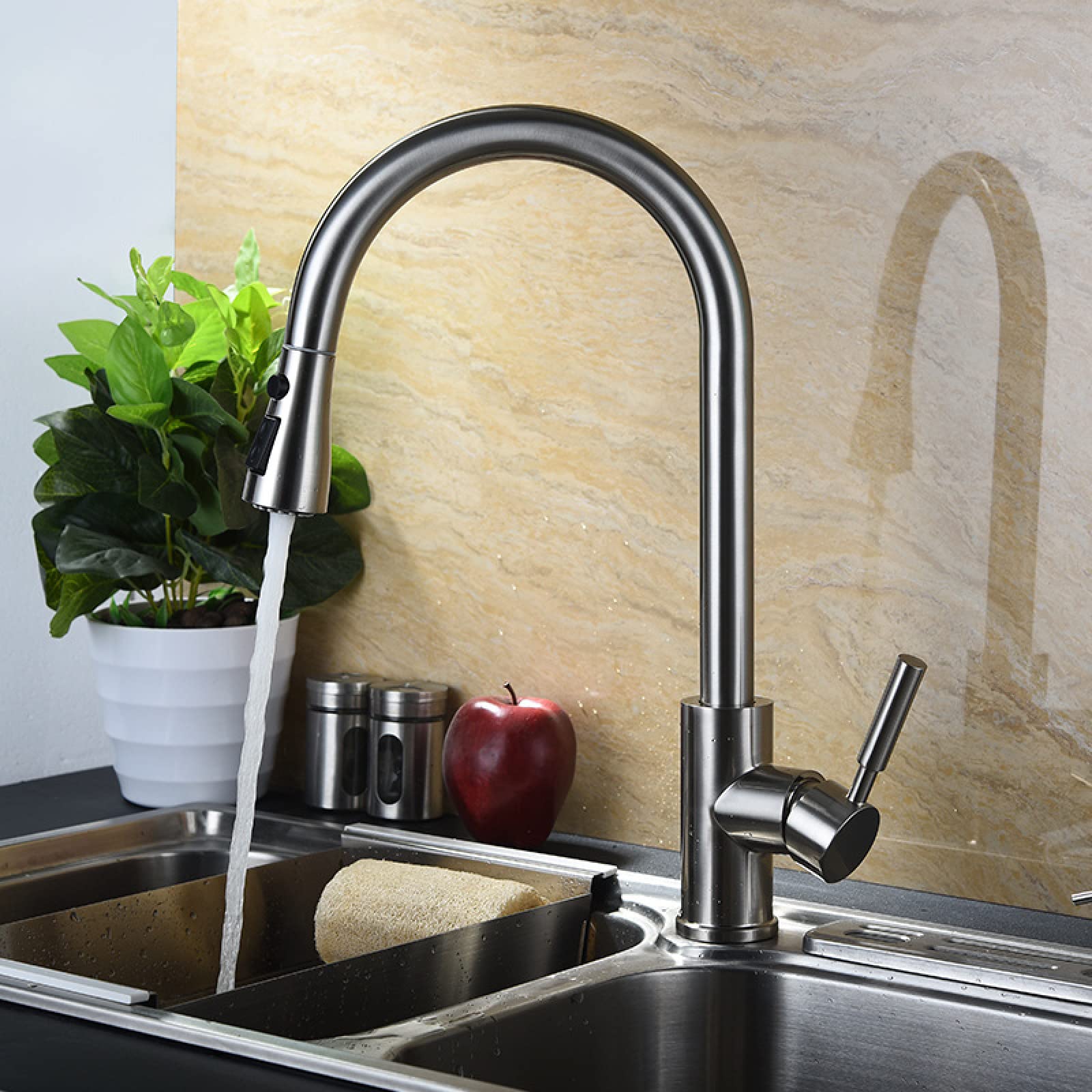 Grifo de cocina extensible de cobre caliente y frío, grifo de ducha de doble salida, grifo de doble salida grifo de agua estilo G