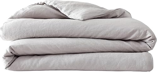 Funda de edredón de lino natural de Baloo, funda extraíble para mantas con peso, lino francés suave, premium, transpirable, 42 x 72 pulgadas, gris