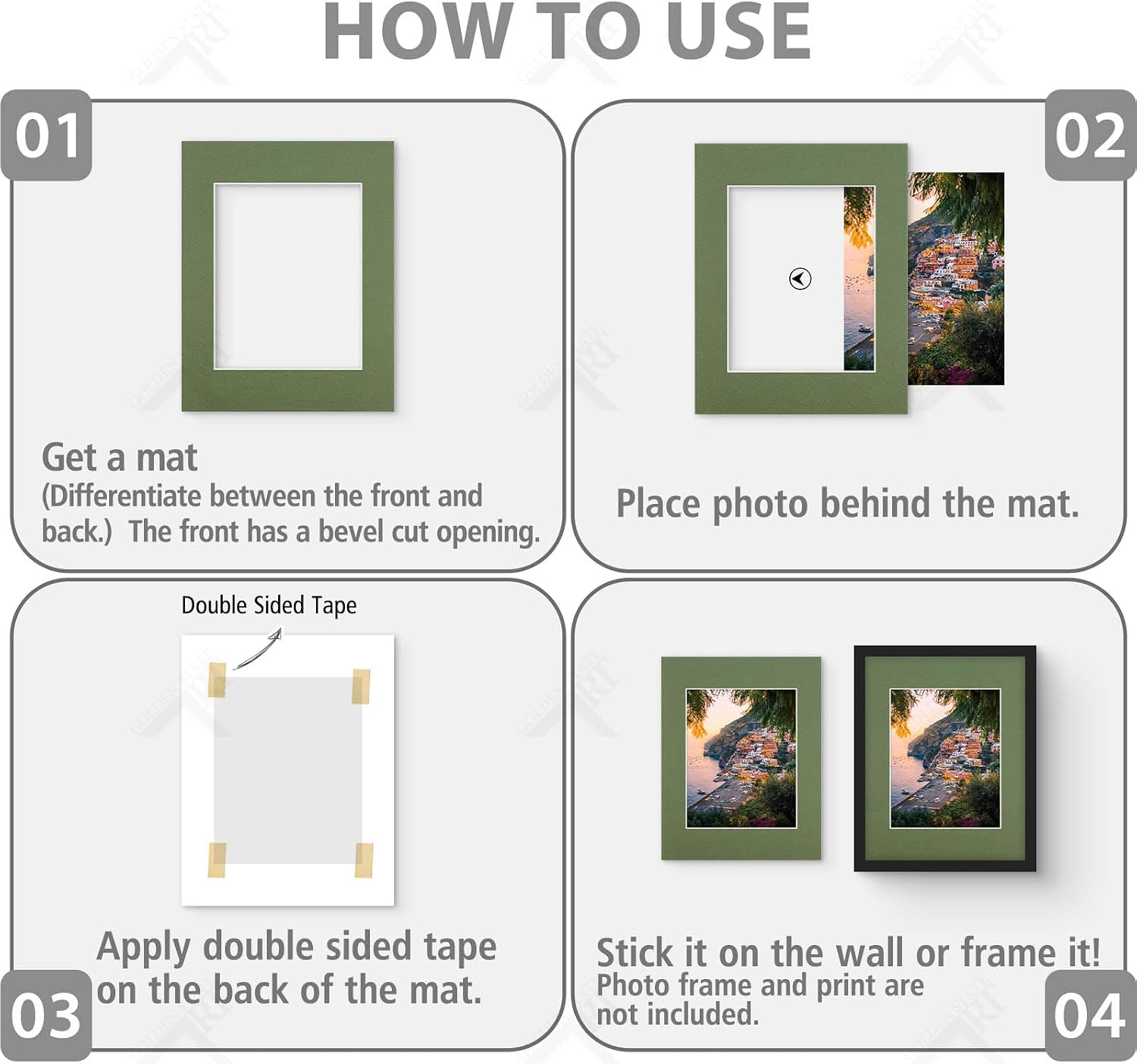 Golden State Art 10 Pack Acid-Free Picture Mat 11x14 for 8x10 Sage Green image 4