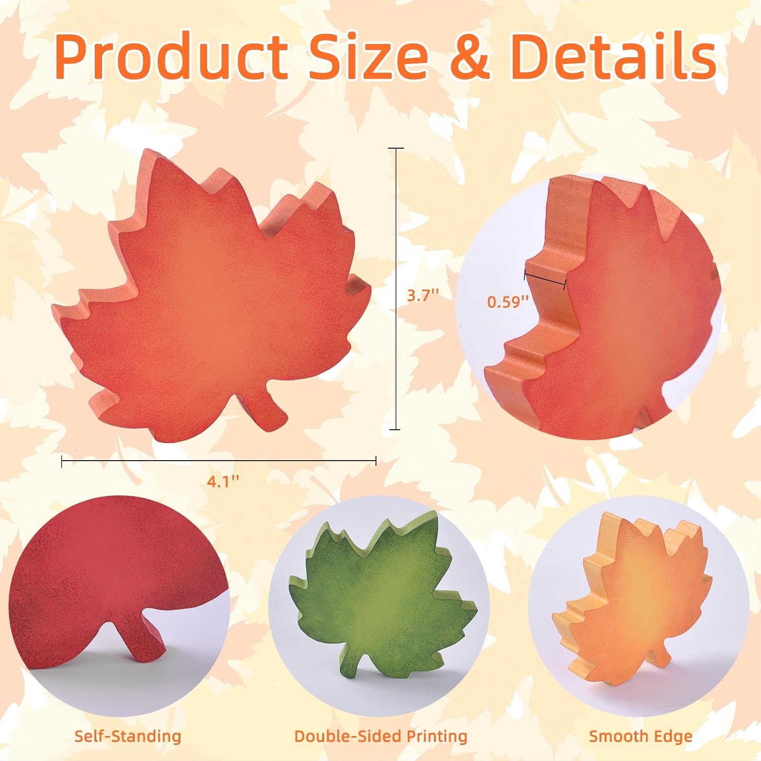 Ovootok Fall Maple Leaf Decor 4PCS Wooden Autumn Table Decorations