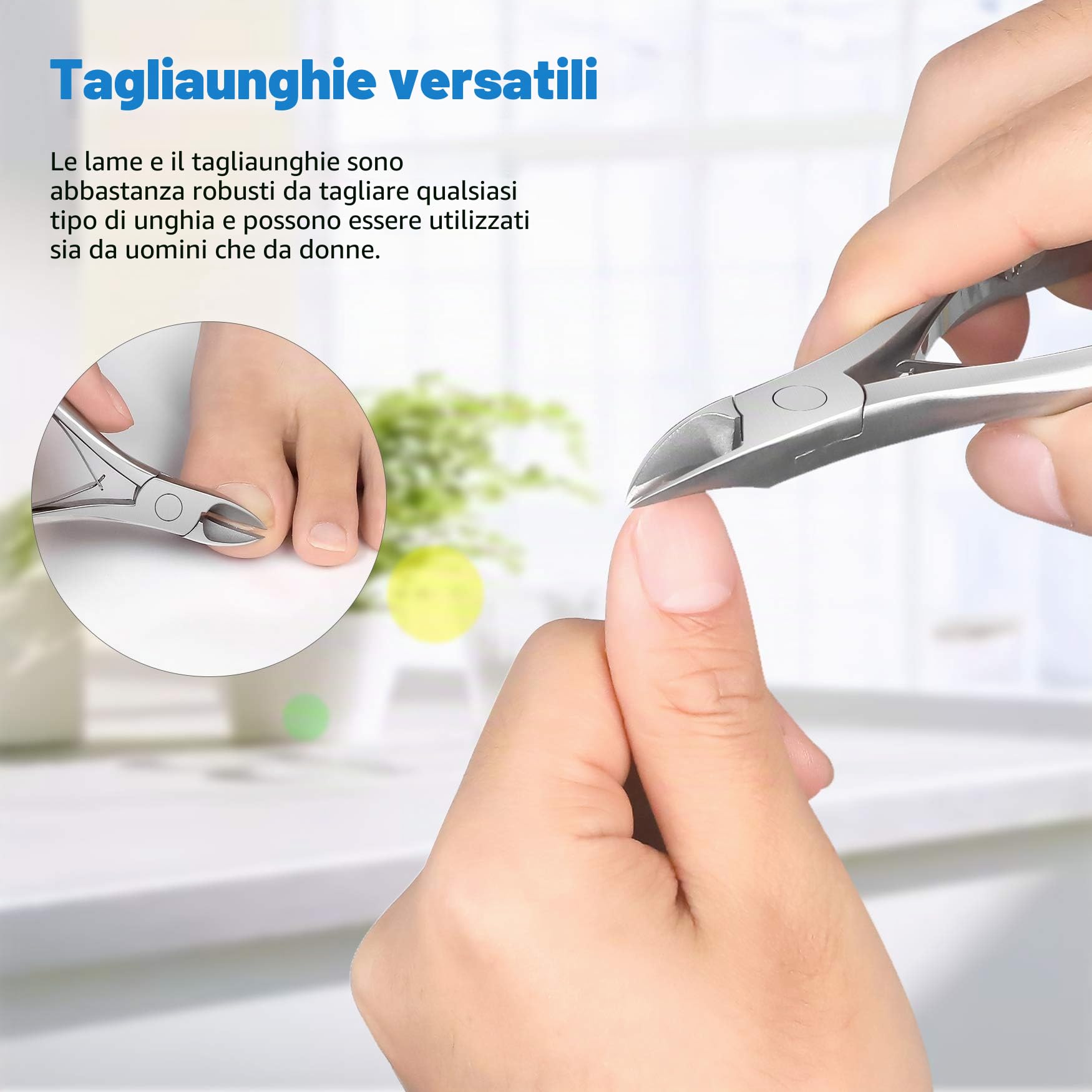 FERYES Tagliaunghie per Unghie Spesse, Funghi o Unghie Incarnite - Heavy Duty 4R13 in Acciaio inox -Tronchesino per Unghia Ingrossate per Uomini,Donne, Anziani, Adulti,FL-N200, Argento