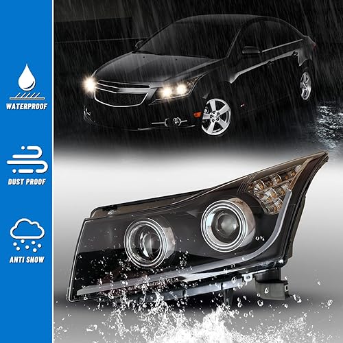 Miniatura 6 de AUTOWIKI Faros delanteros LED aptos para Chevy Cruze Chevrolet 2011, 2012, 2013, 2014, 2015, 2016, 2016, faros delanteros, 1 par