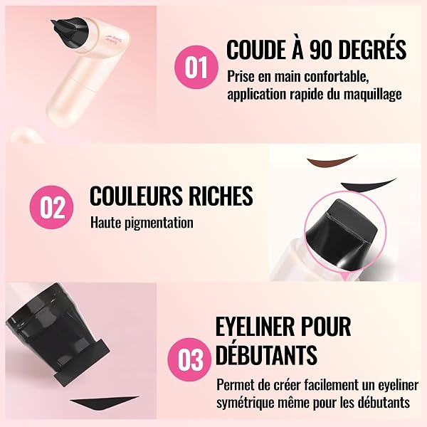 Erinde Tampon Eyeliner Yeux Marron, Eye Liner Stamp Double Embout Précis, Pointe Ailée Symétrique Gauche Droite, Rotation 90° Application Facile, Waterproof, Symétrie Parfaite Regard Sculpté #Marron - 5