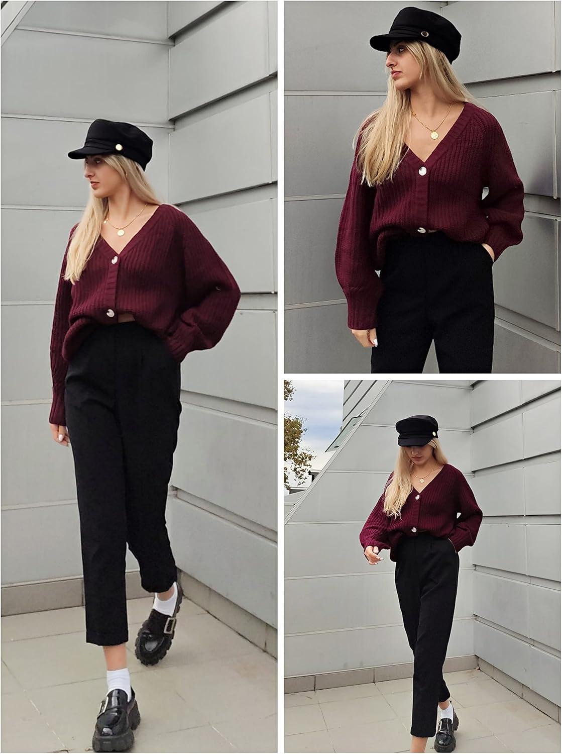 PRETTYGARDEN Women's Chunky Knit Open Front Sweater Long Sleeve Button Loose Short Cardigan Outerwear Coats - Image 8