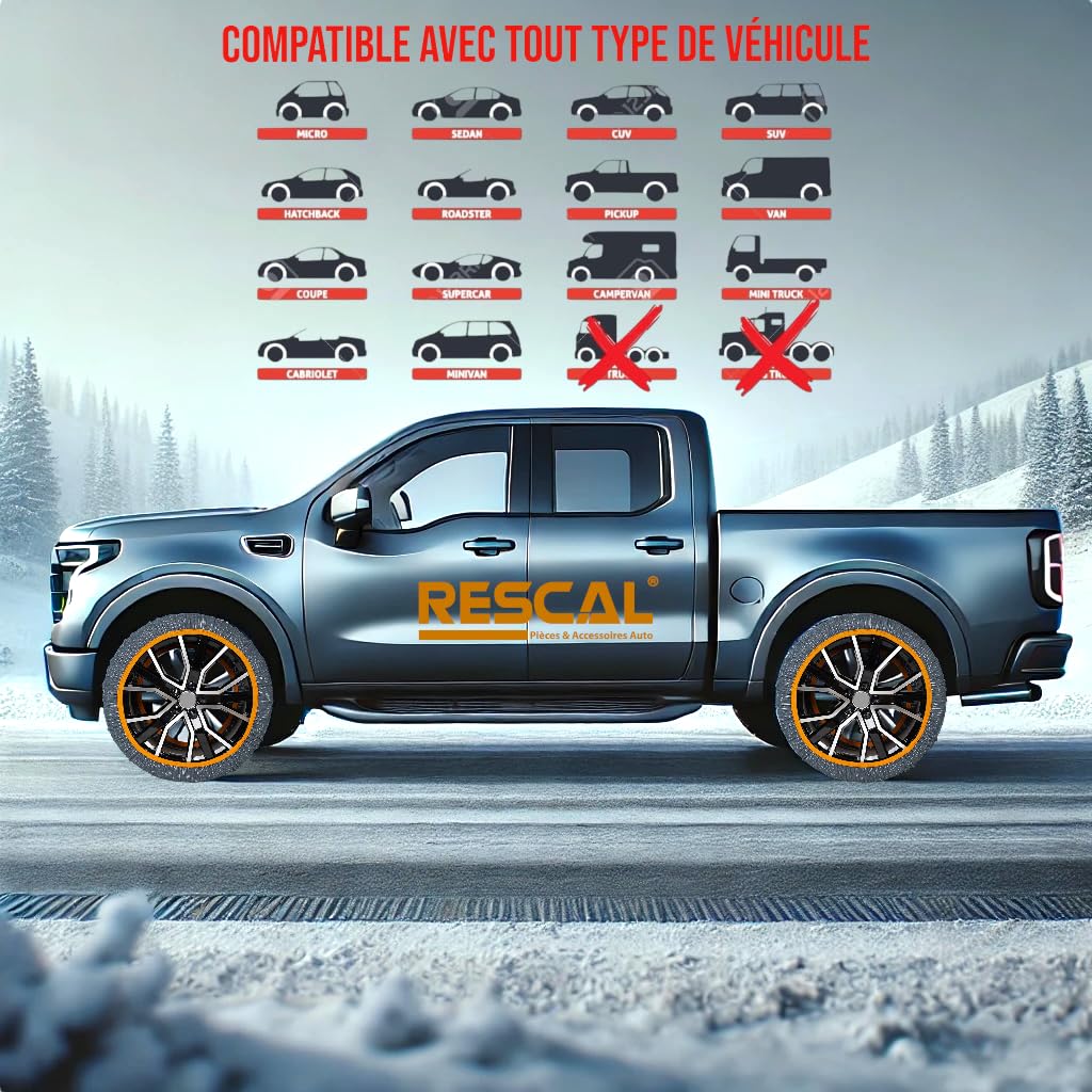 Chaussettes à Neige Pneus 225/60 R18, 235/55 R18, 255/40 R19 - Antidérapantes et Homologuées pour Sécurité Maximale -Installation Facile et Alternative aux Chaînes Neige pour Conduite Hivernales