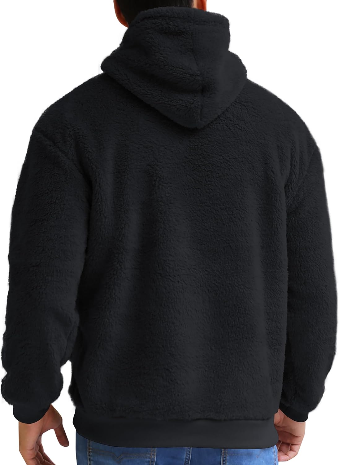 Aimeilgot Mens Hoodie Sherpa Fuzzy Soft Casual Sweatshirts Long Sleeve Classic Pullover Drawstring Hooded Outwear with Pocket - Image 5