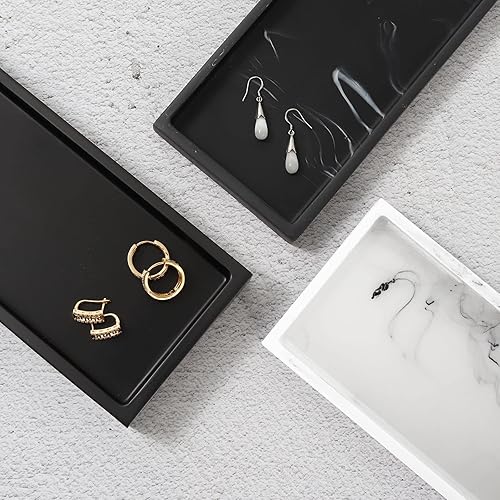 Miniatura 49 de Luxspire Bandeja de tocador de baño, tocador de resina, anillo de joyería, tanque de almacenamiento, fregadero de cocina, encimera, organizador