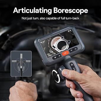 DEPSTECH 210 Two-Way Articulating Borescope, 0.24in Ultra-Slim Endoscope Camera with Lights, 4.5 IPS Screen, 5ft Waterproof Flexible Snake Tube, Industrial Inspection Camera for Automotive Mechanics