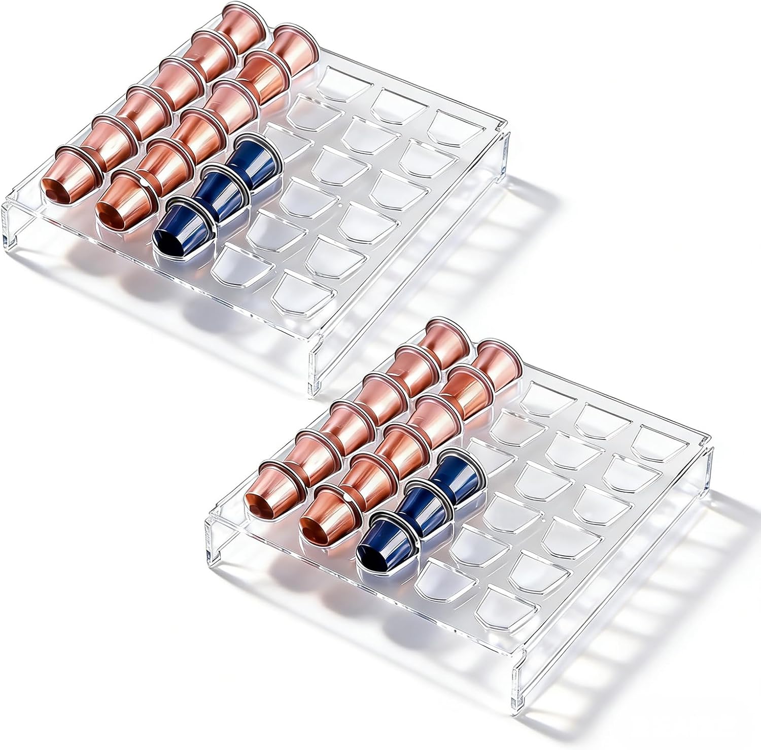 Acrylic Coffee Pod Holder for Nespresso OriginalLine Capsules 2 PCS 60 Pods Capacity for Kitchen Home Office Coffee Bar Countertop Drawer Storage Organizer
