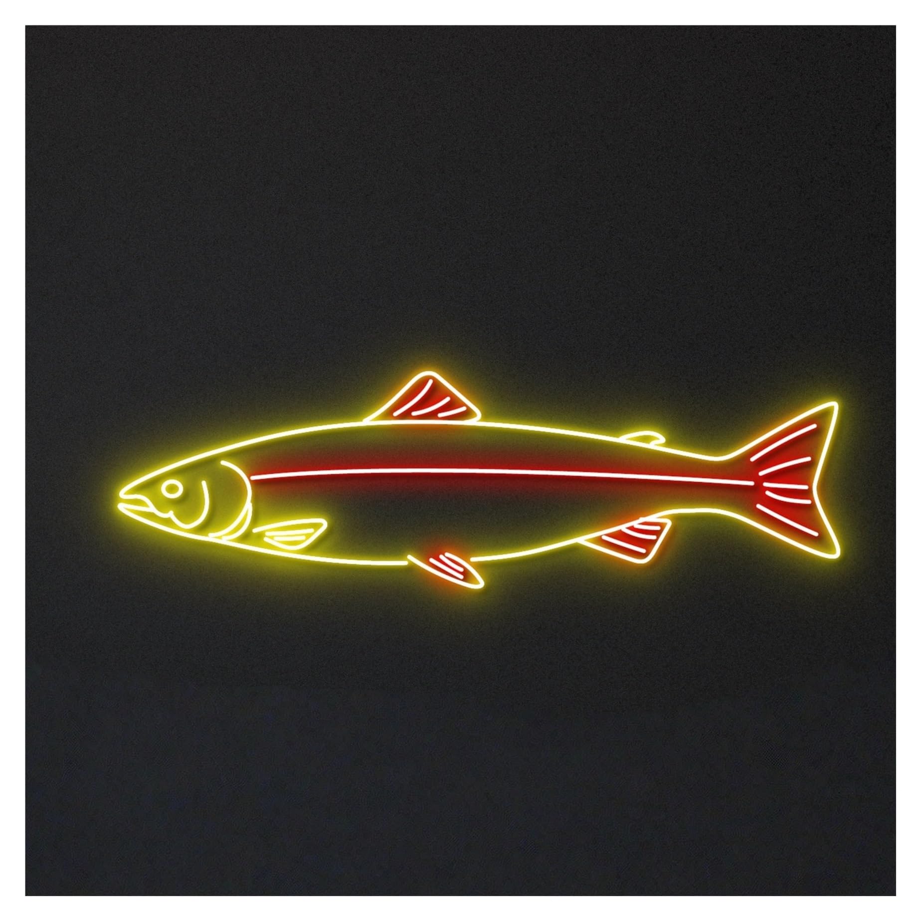 RONGCH Hanging Art Neon Signs Fish Neon Sign, Suitable for Restaurant Shop Store Wall Decor with Brightness Adjustable 50cm(D)