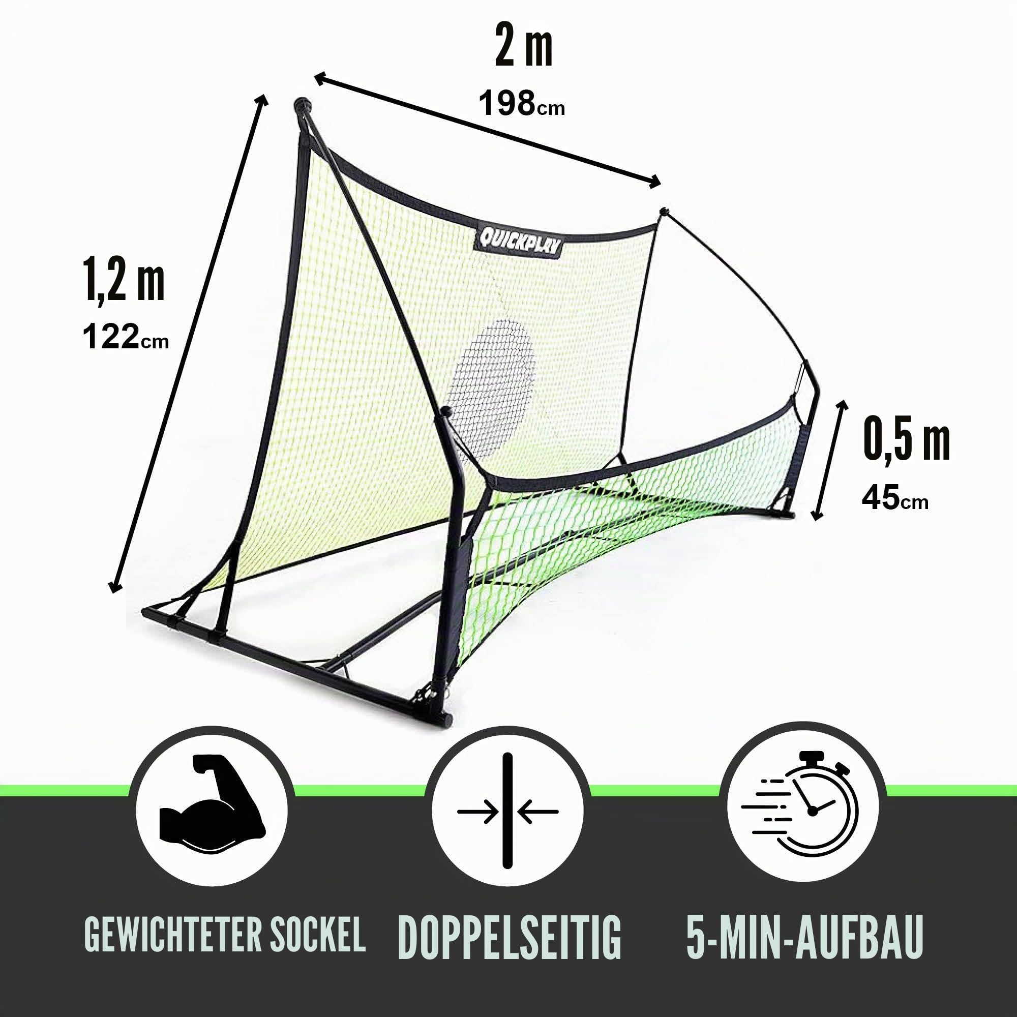 QUICKPLAY TEKKERS Rebounder Für Fußball Professioneller Fußball Rebounder - Tragbare Trainingswand 200x120 cm - 2 in 1 Netz System für Passspiel & Techniktraining