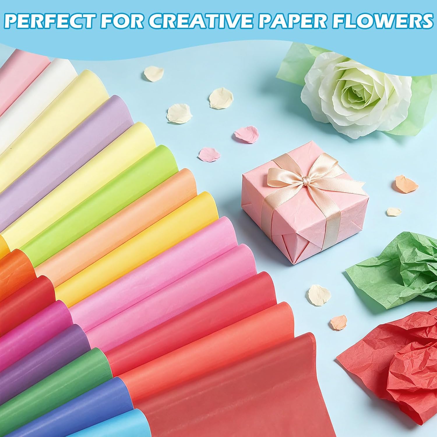 325 Sheets Tissue Paper Bulk, 25 Assorted Colors 10" x 14" Colored Tissue Paper for Gift Bags, Gift Wrapping, Packaging, Crafts, DIY Projects, Birthday Party, Wedding and Holiday Decorations