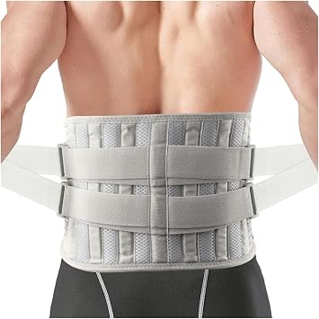 Back Brace for Men Women Lower Back with 6 Stays, Adjustable Back Support Belt for Work, Anti-Skid Lumbar SupportLarge