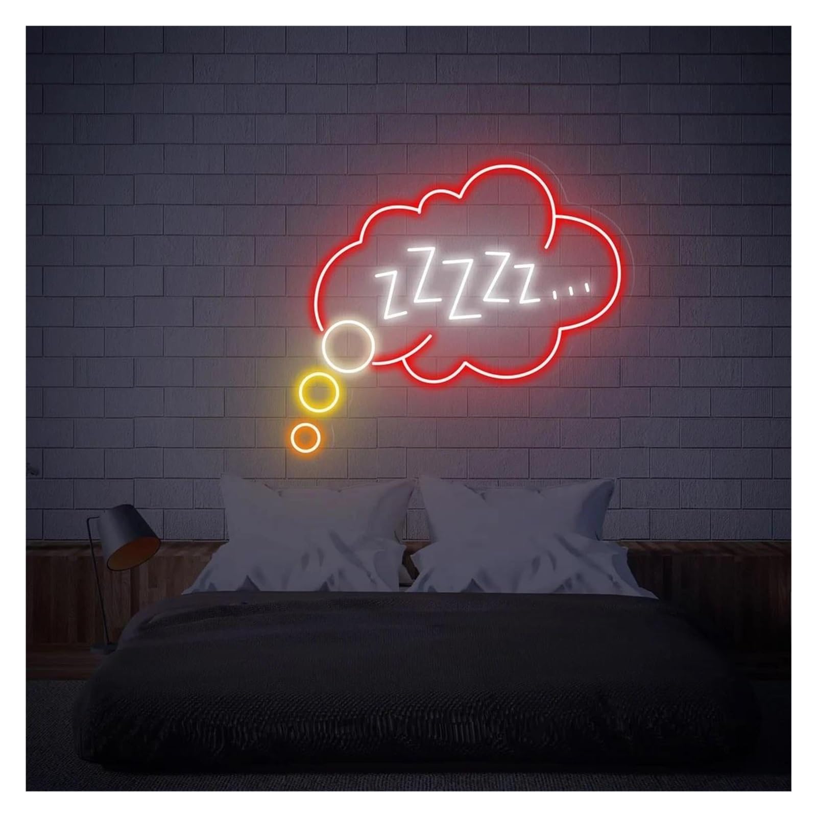LEMST Signs Lamp Goodnight Sleeping Zzzz Neon Signs USB Powered Adjustable Brightness Bubble Neon Lights Suitable for Wall Decor(A,40cm)